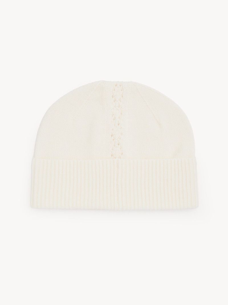 THE CHLOÉ LACE KNIT BEANIE IN WOOL & LACE JACQUARD 5