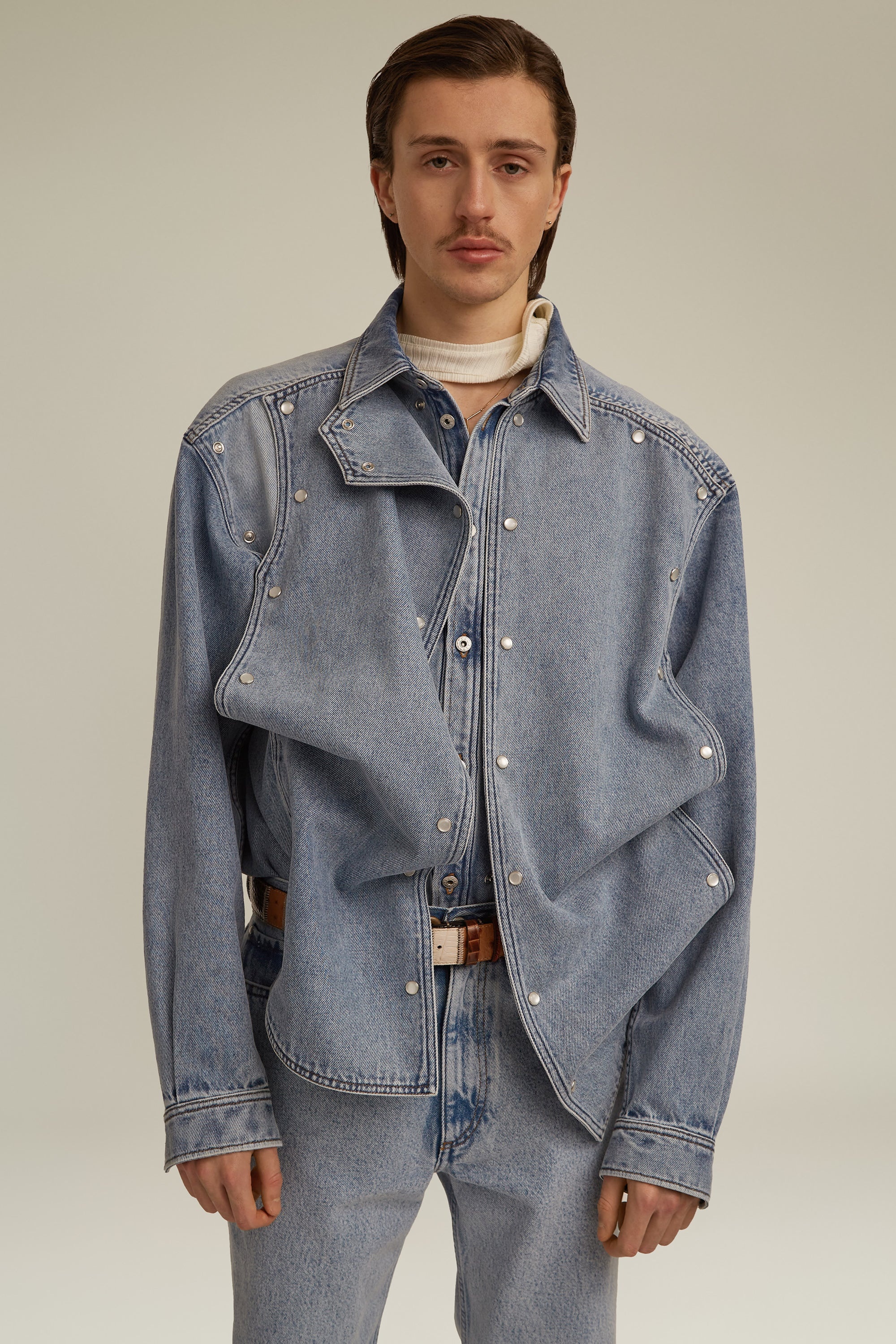Snap Panel Denim Shirt - 3