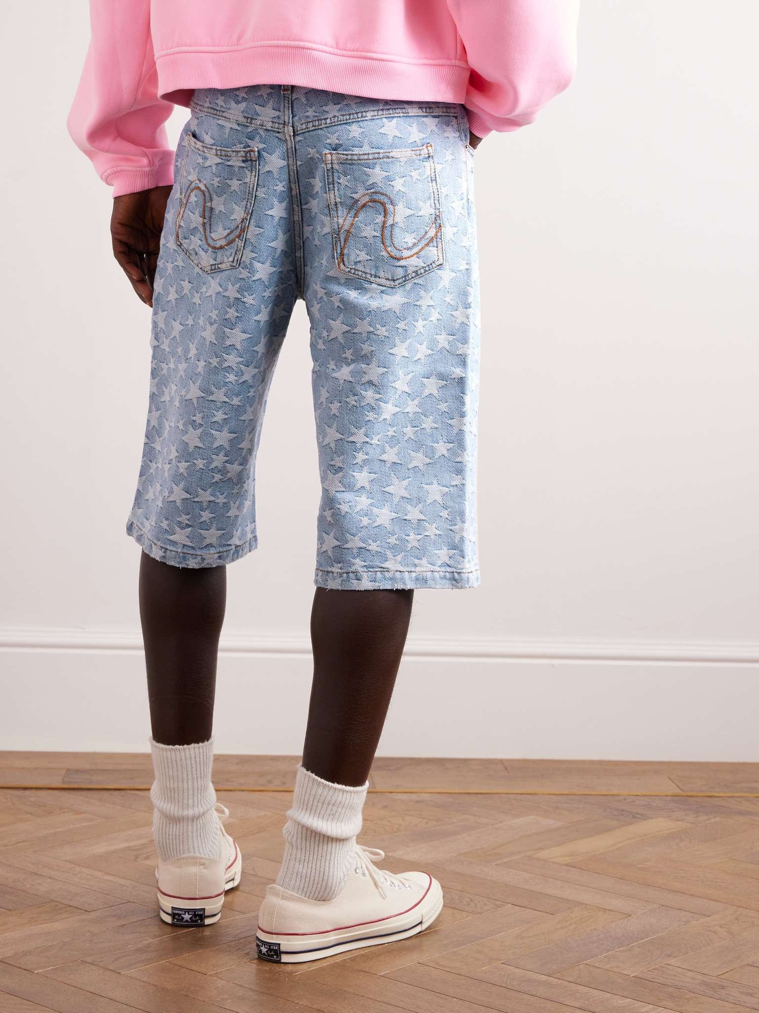 Straight-Leg Denim-Jacquard Shorts - 4