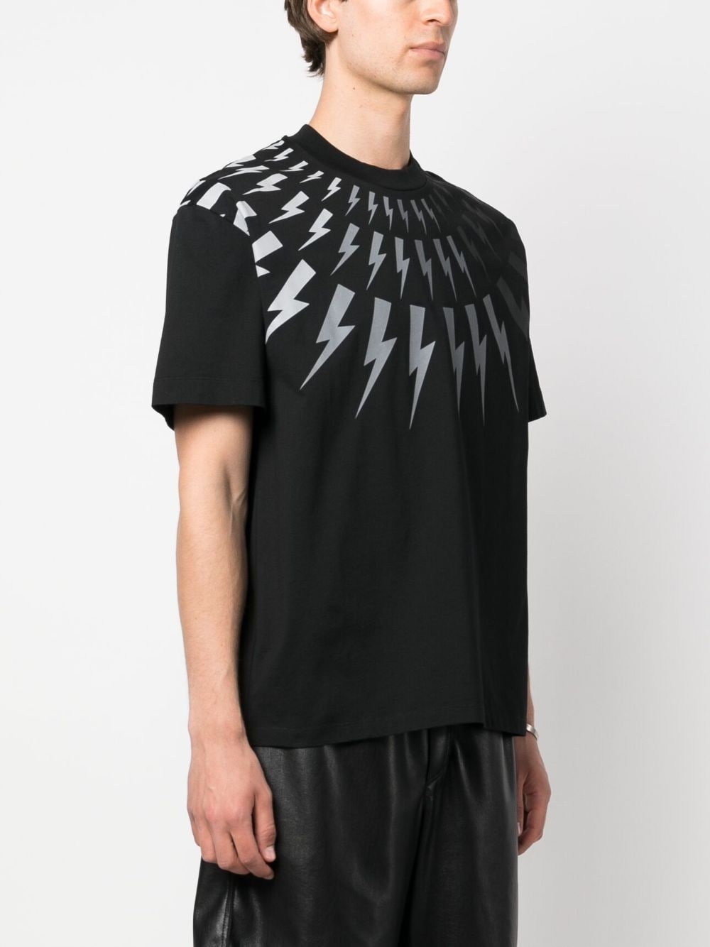 lightning-print cotton T-shirt - 3