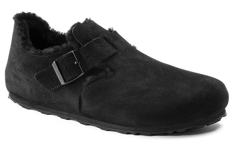 Birkenstock London Shearling Suede Leather Narrow Fit Sandals 'Black' 1014961 2