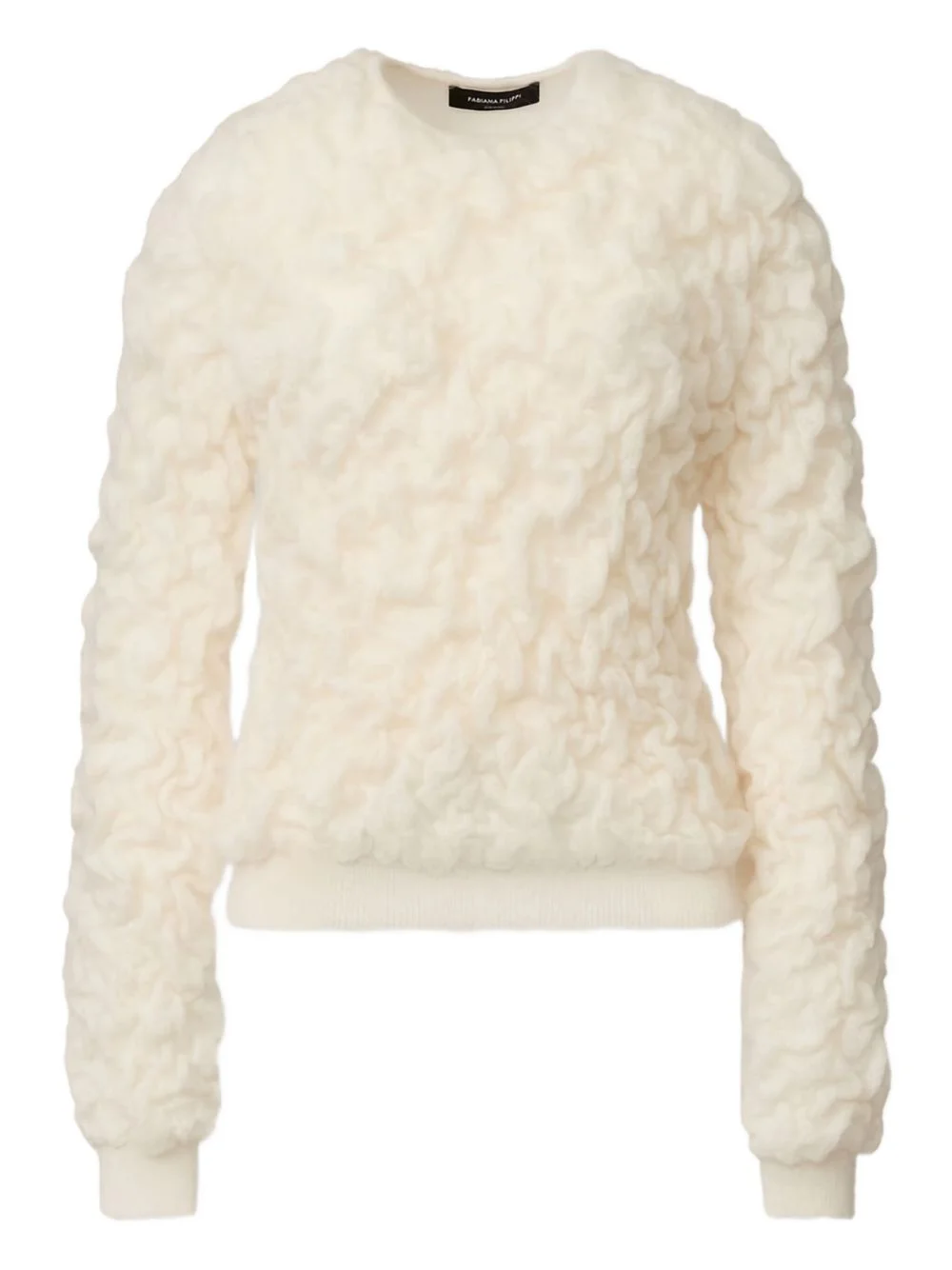 textured round-neck sweater - 1