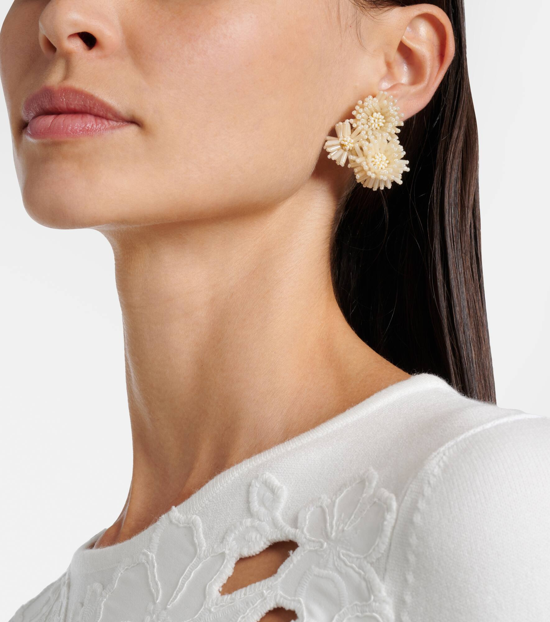 Pompom beaded clip-on earrings - 3