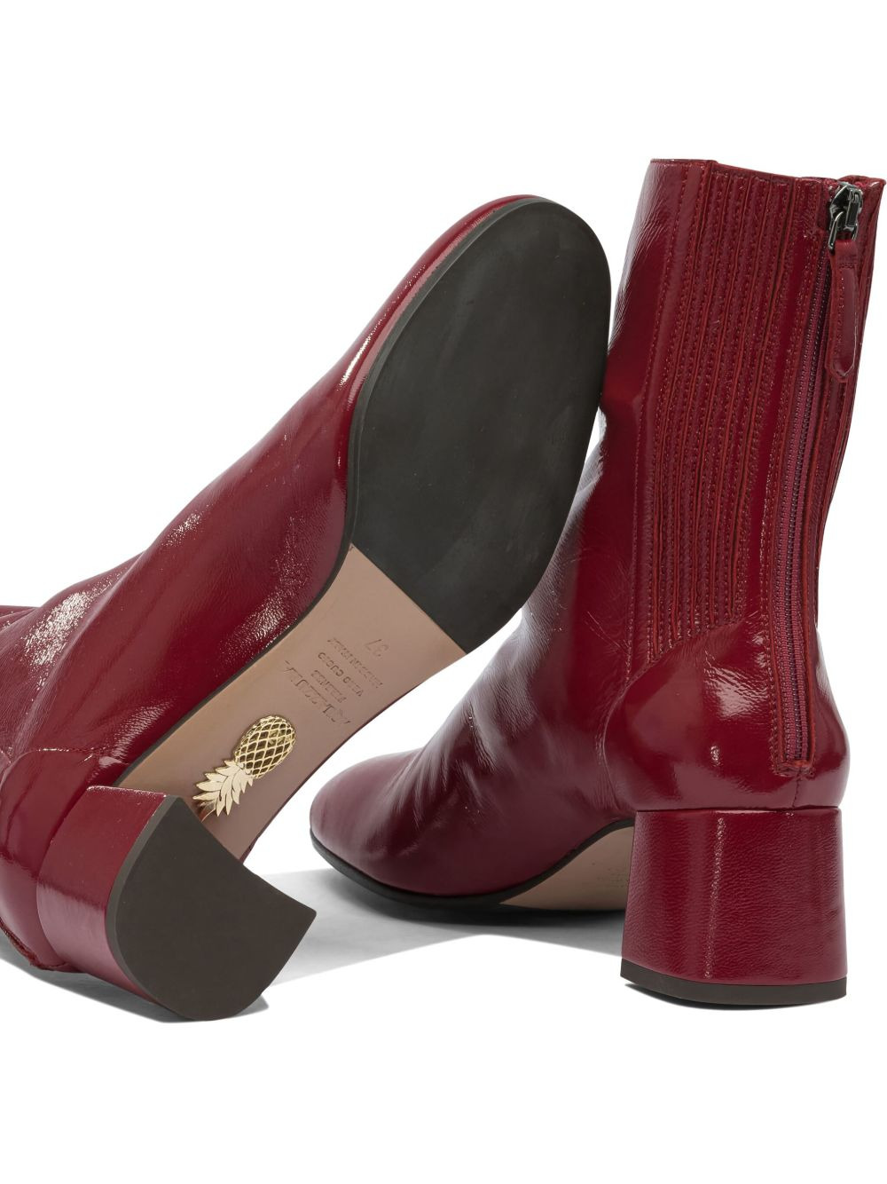 leather block-heel boots - 3