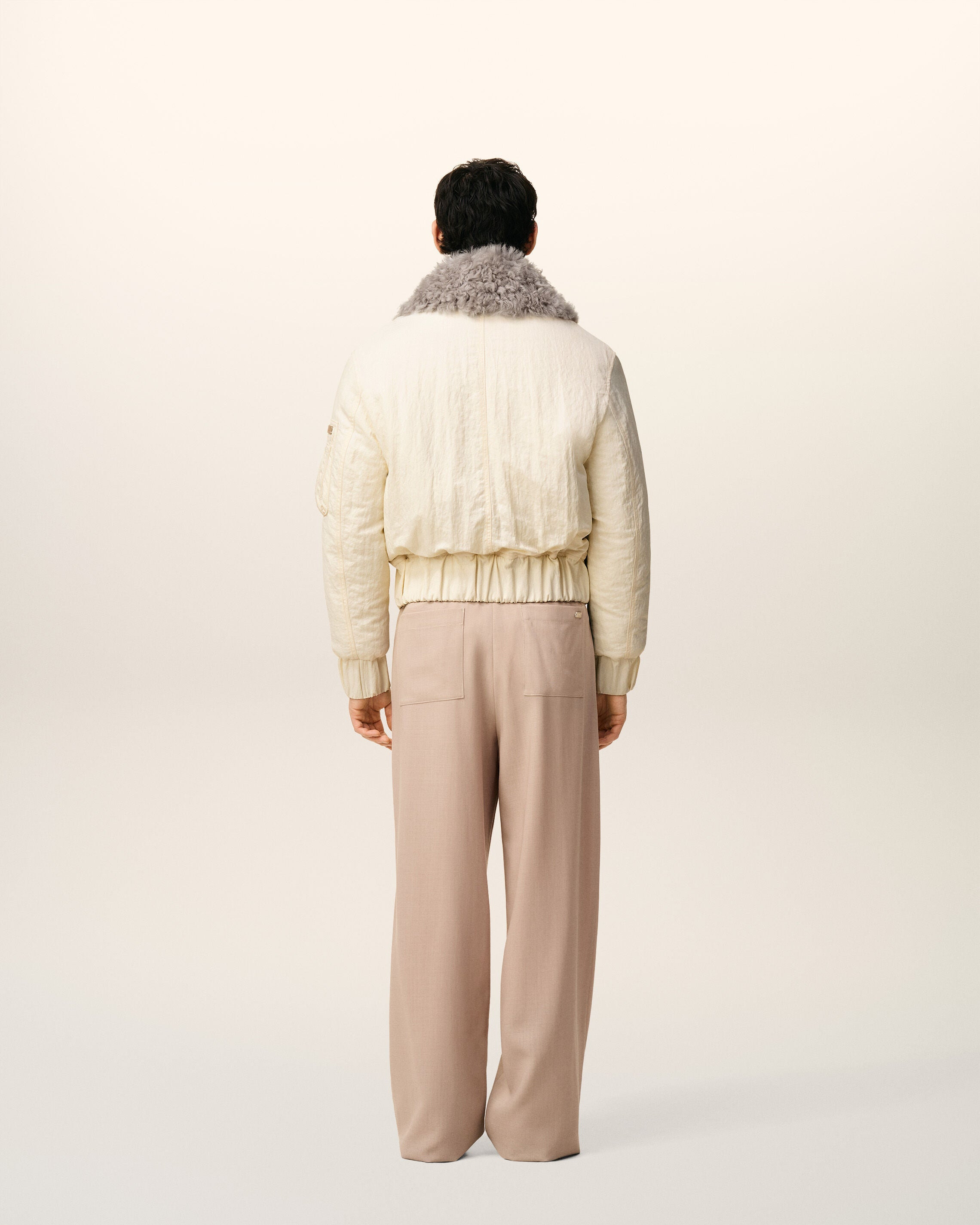 WHITE NYLON PADDED BOMBER - 4