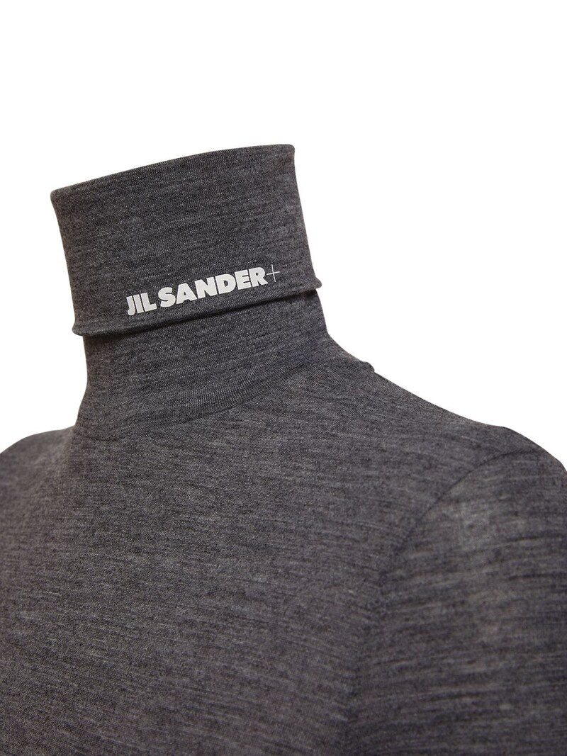 LOGO WOOL BLEND JERSEY TURTLENECK TOP - 4