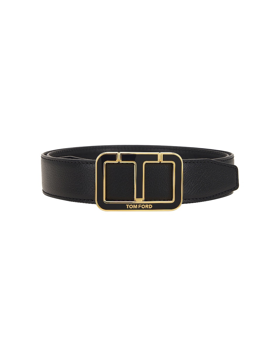 Shiny Grain Goat Enamel Scored T Belt - 3