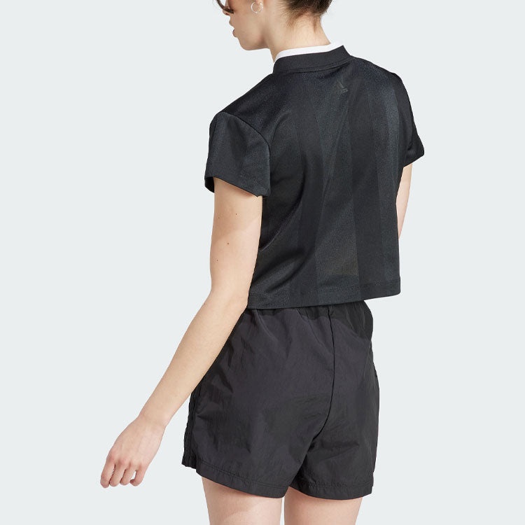 (WMNS) adidas Tiro Colorblock Crop T-Shirt 'Black' IB4758 - 3