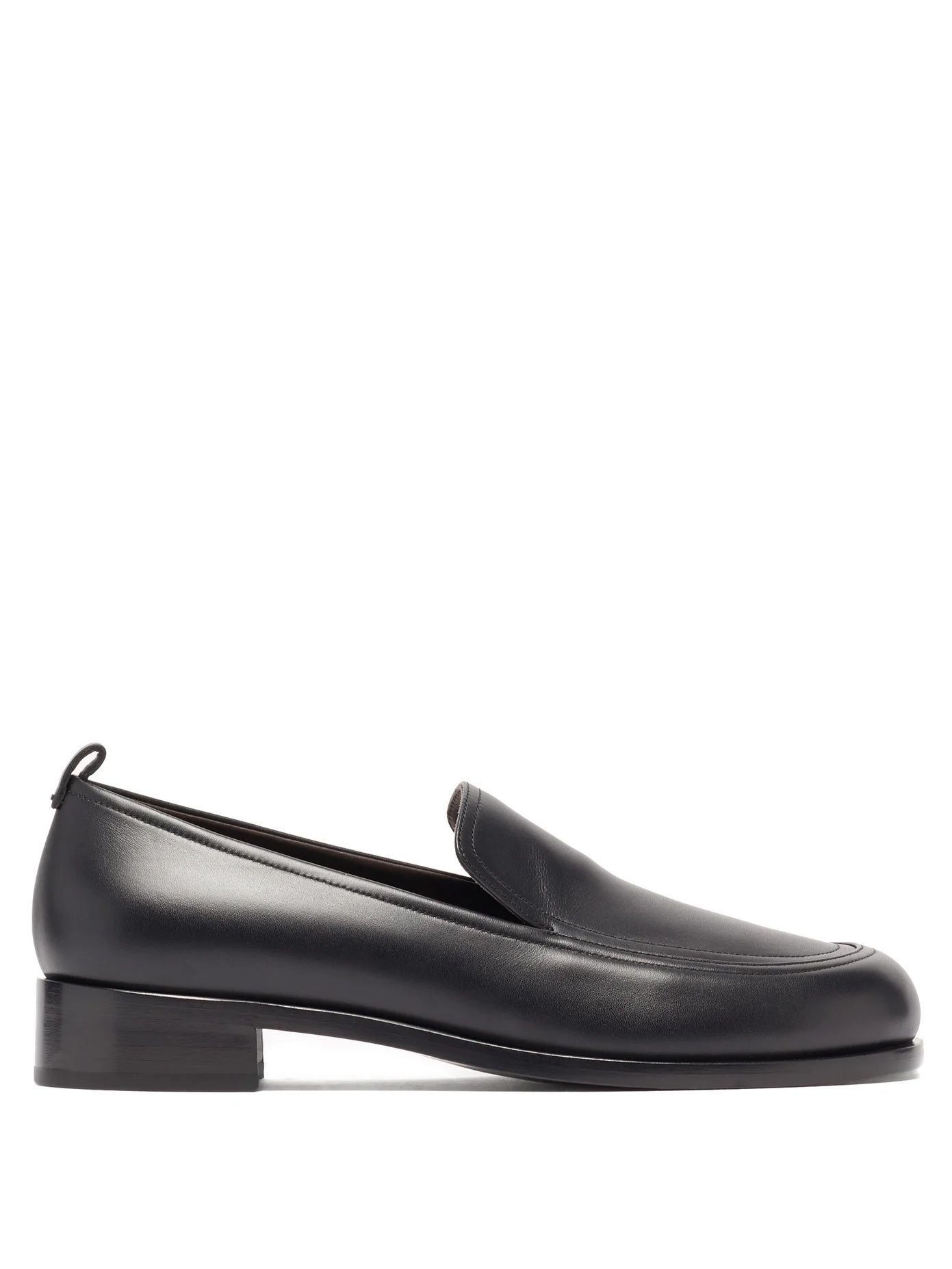 Topstitched leather loafers - 1