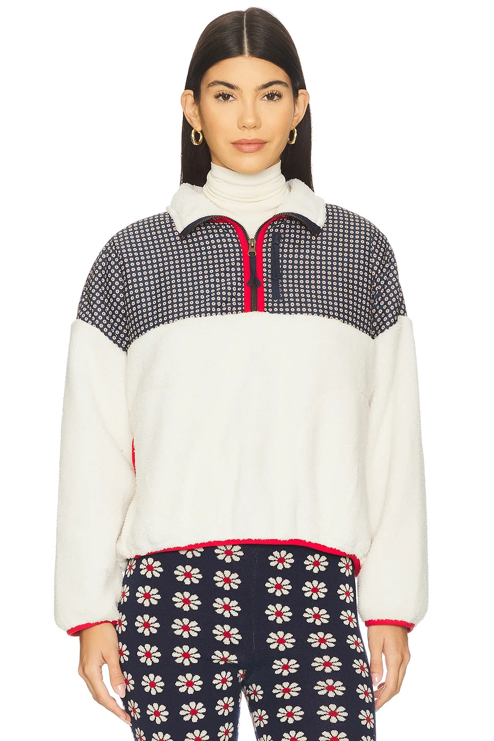 Print Mix Plush Terrain Half Zip Jacket - 1