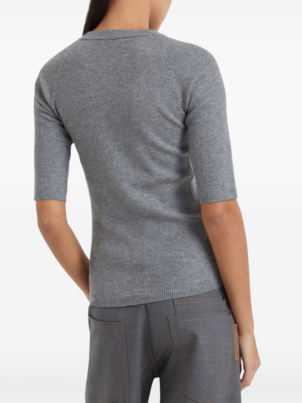 ribbed speckle-knit top - 4