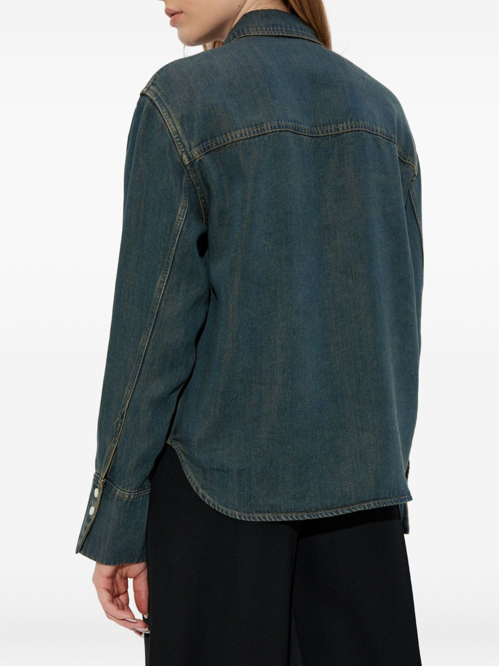 chest-pocket denim shirt - 4
