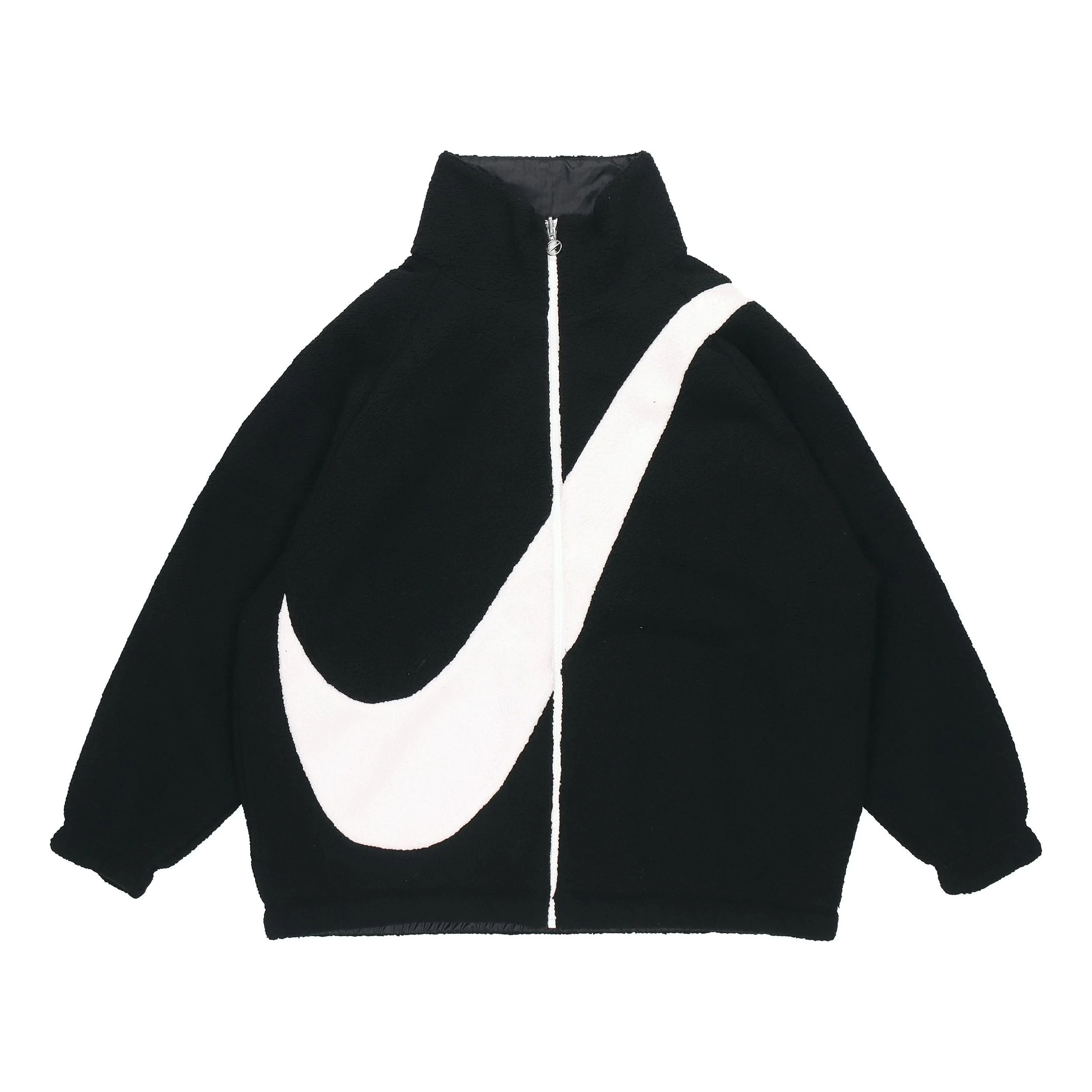 (WMNS) Nike Large Logo Reversible lamb's wool Jacket Black CZ4064-010 - 1