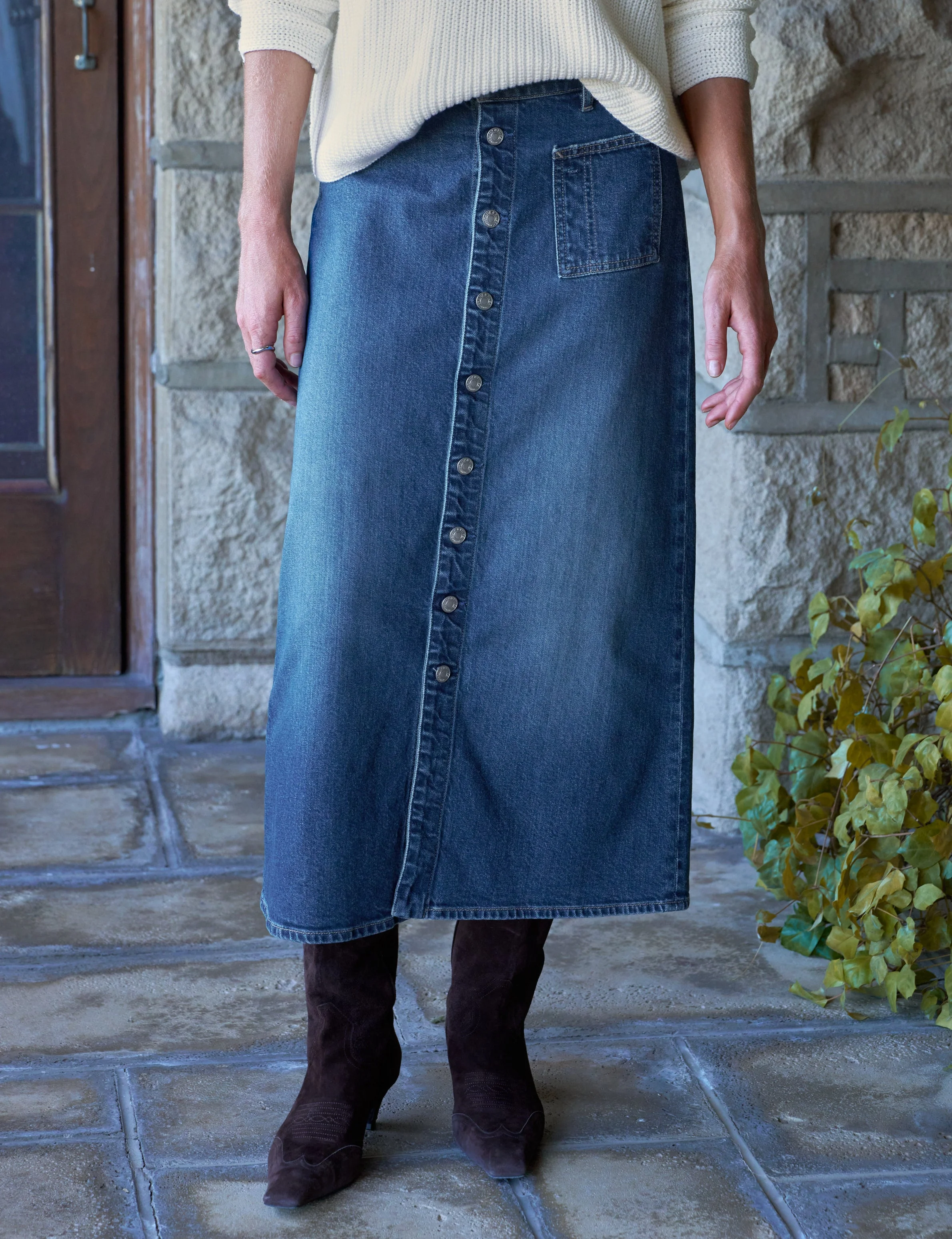 Classic Denim Maxi Skirt - 1