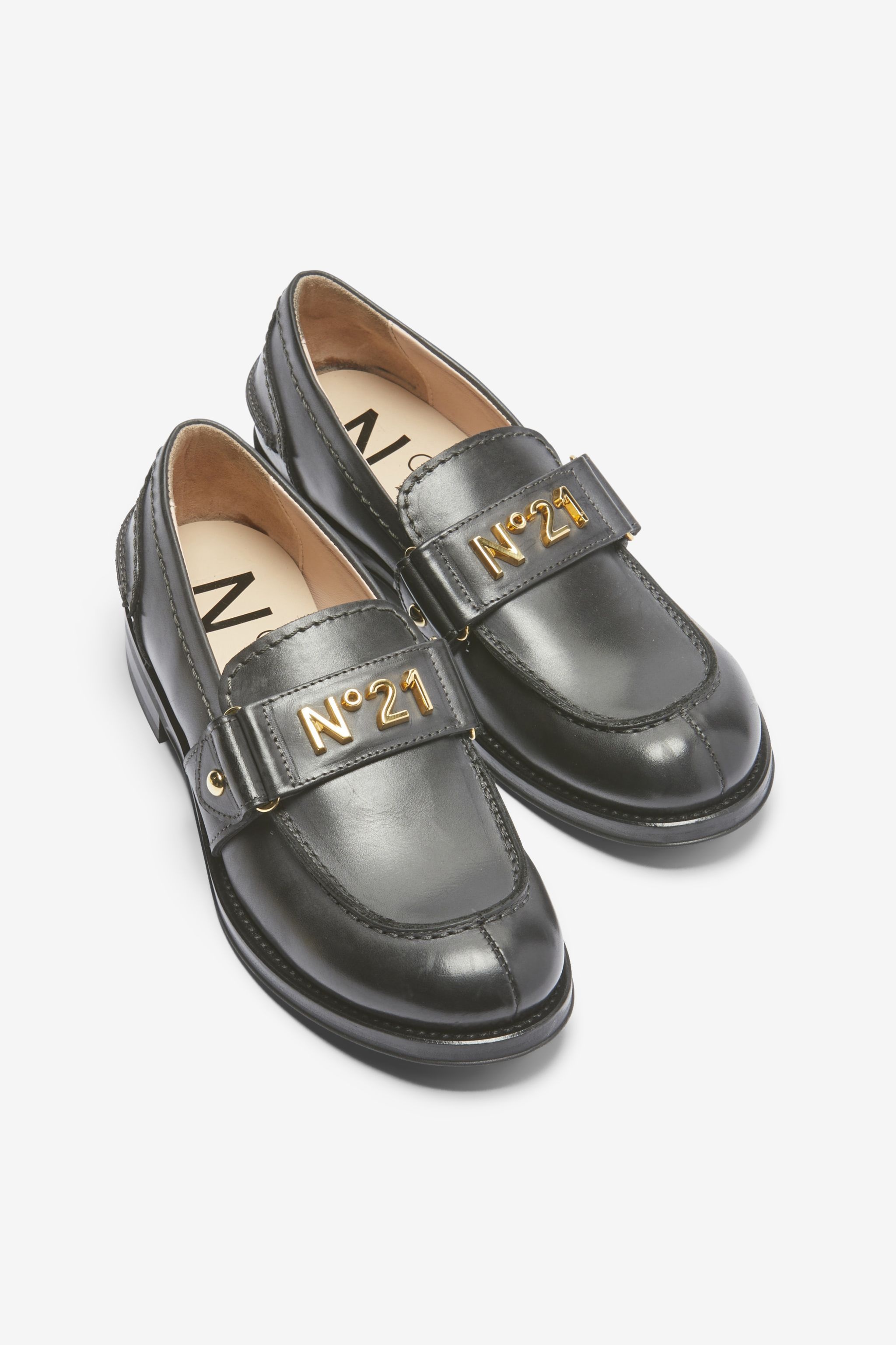 LOGO-PLAQUE LEATHER LOAFERS - 4