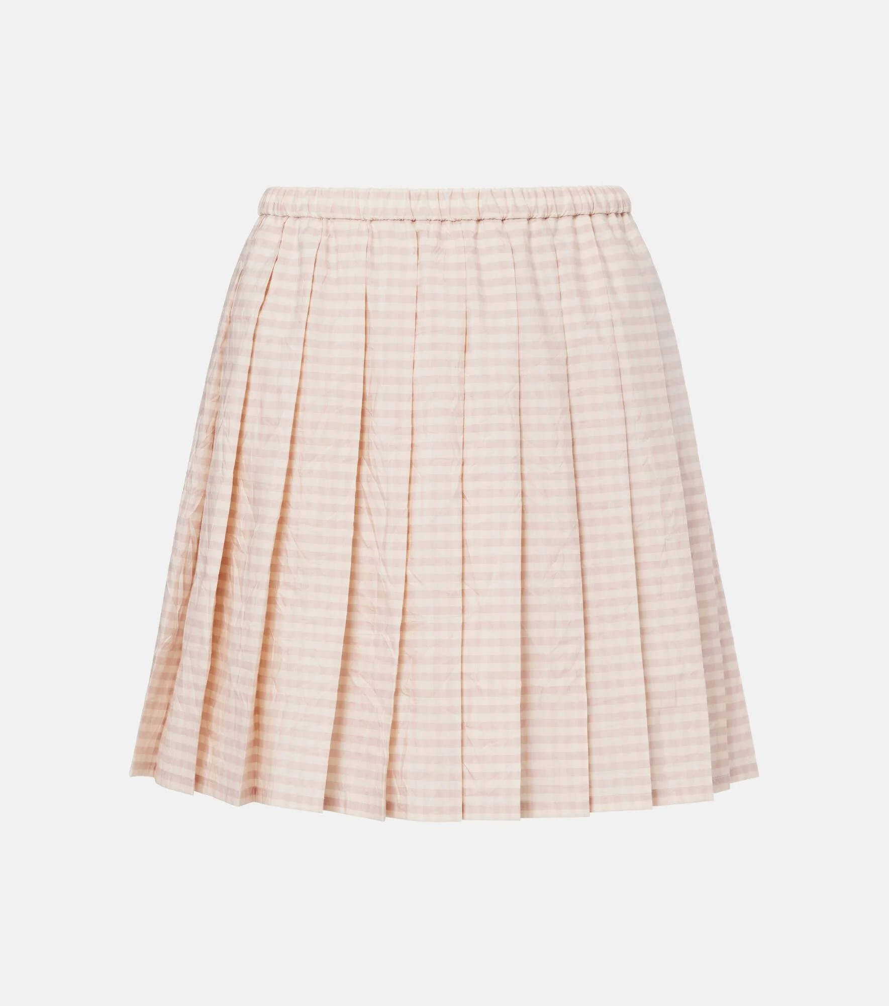 Checked pleated cotton-blend miniskirt - 1