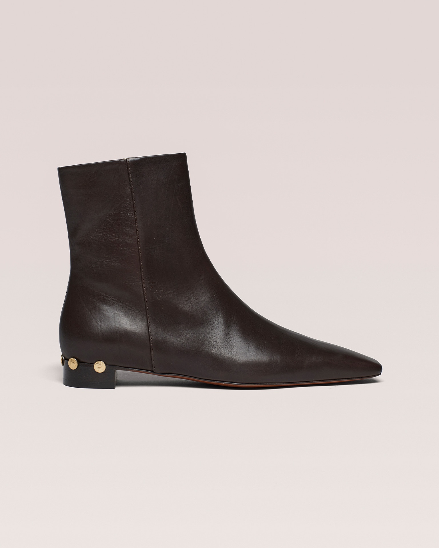 ISLA - Studded leather ankle boots - Dark chocolate - 2