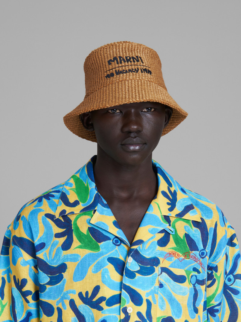 Marni MARNI X NO VACANCY INN - CARAMEL HAT IN RAFFIA FABRIC outlook