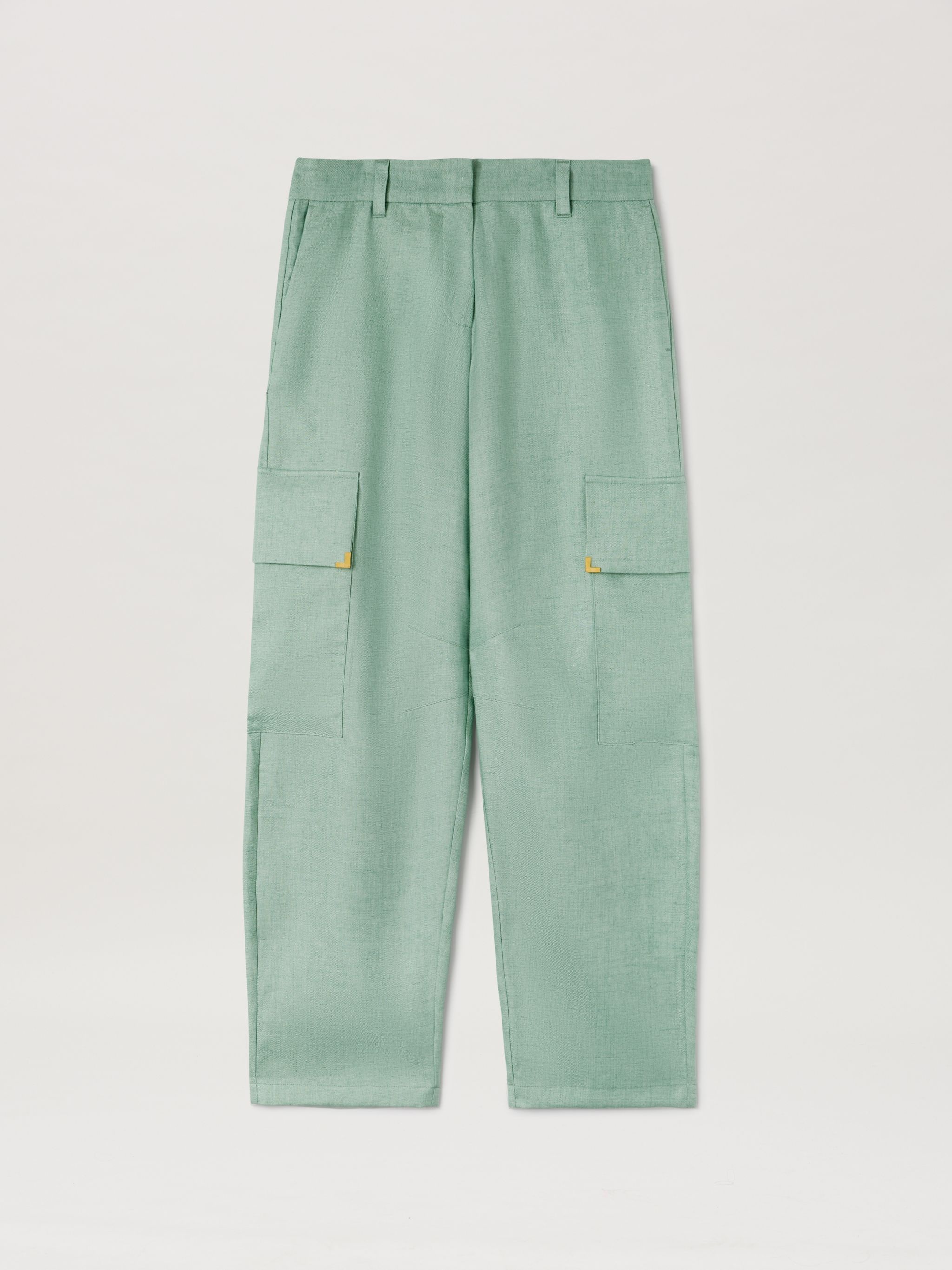 Linen Carrot Pants Metal Angles - 1