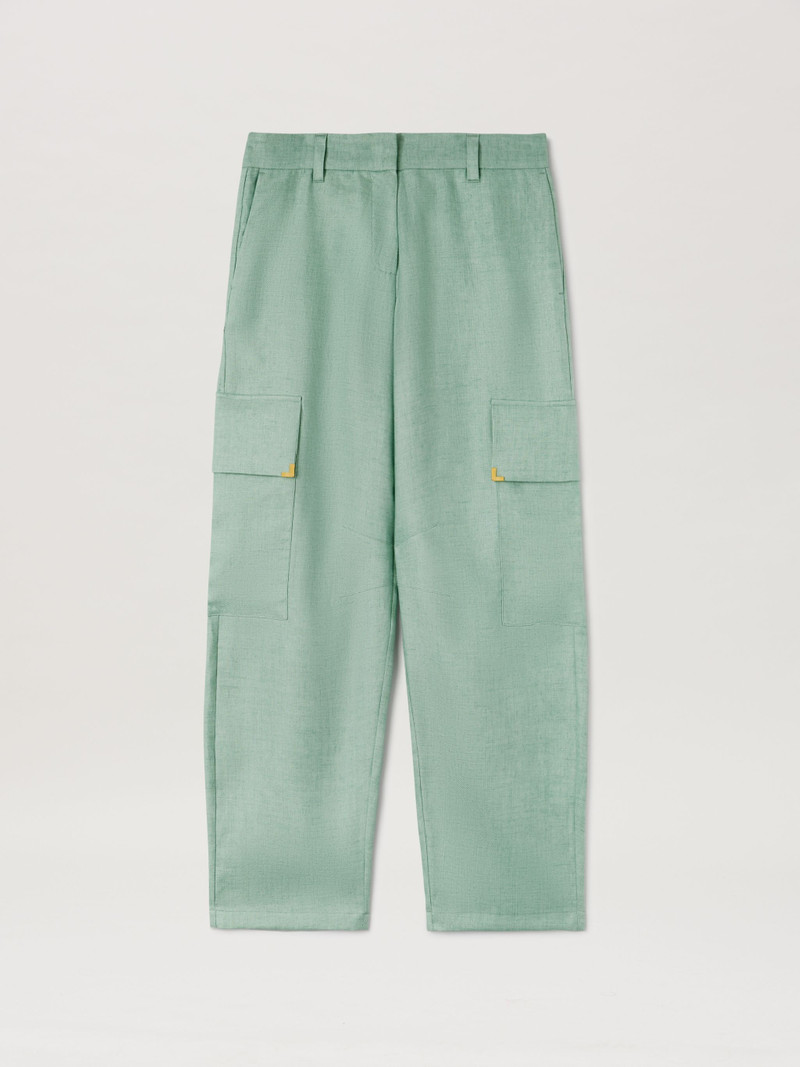 Linen Carrot Pants Metal Angles 1