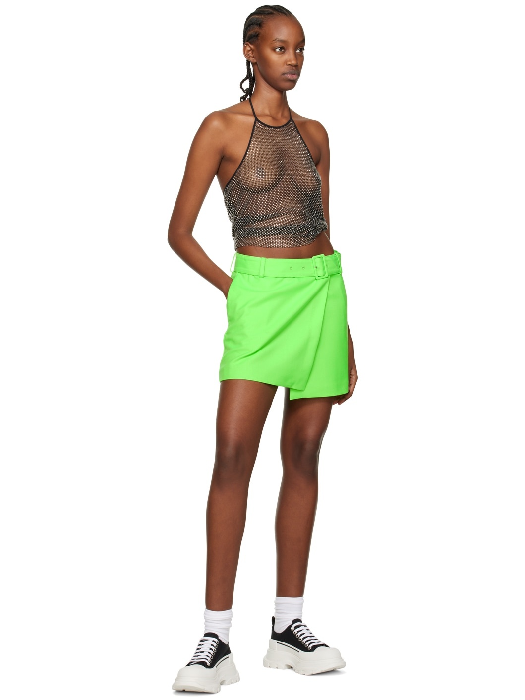 Green Belted Miniskirt - 4