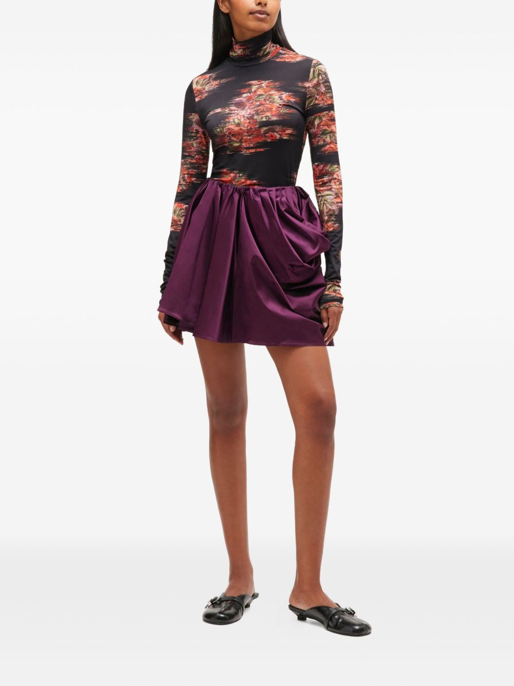 draped mini skirt - 2