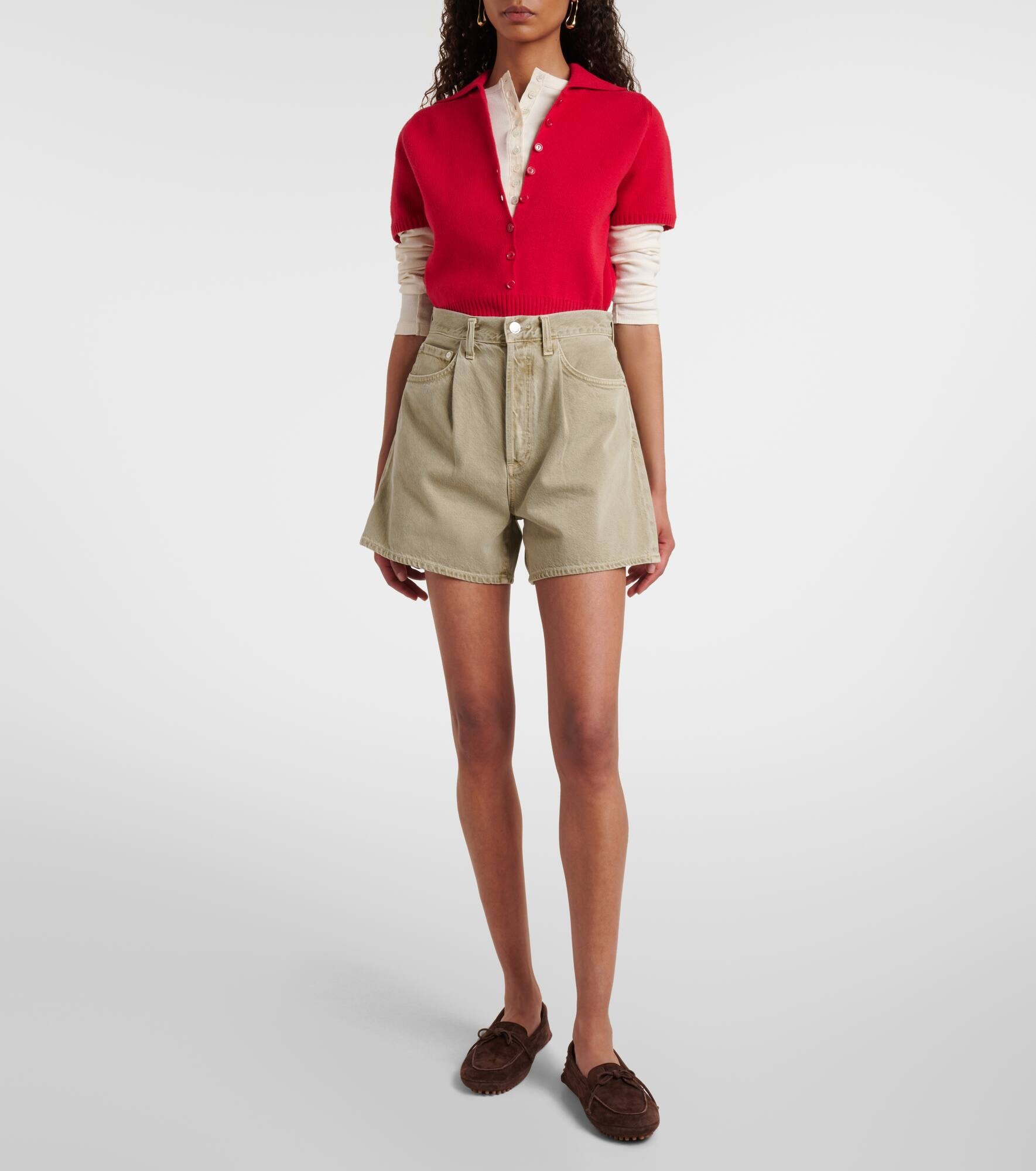 Mid-rise denim shorts - 6
