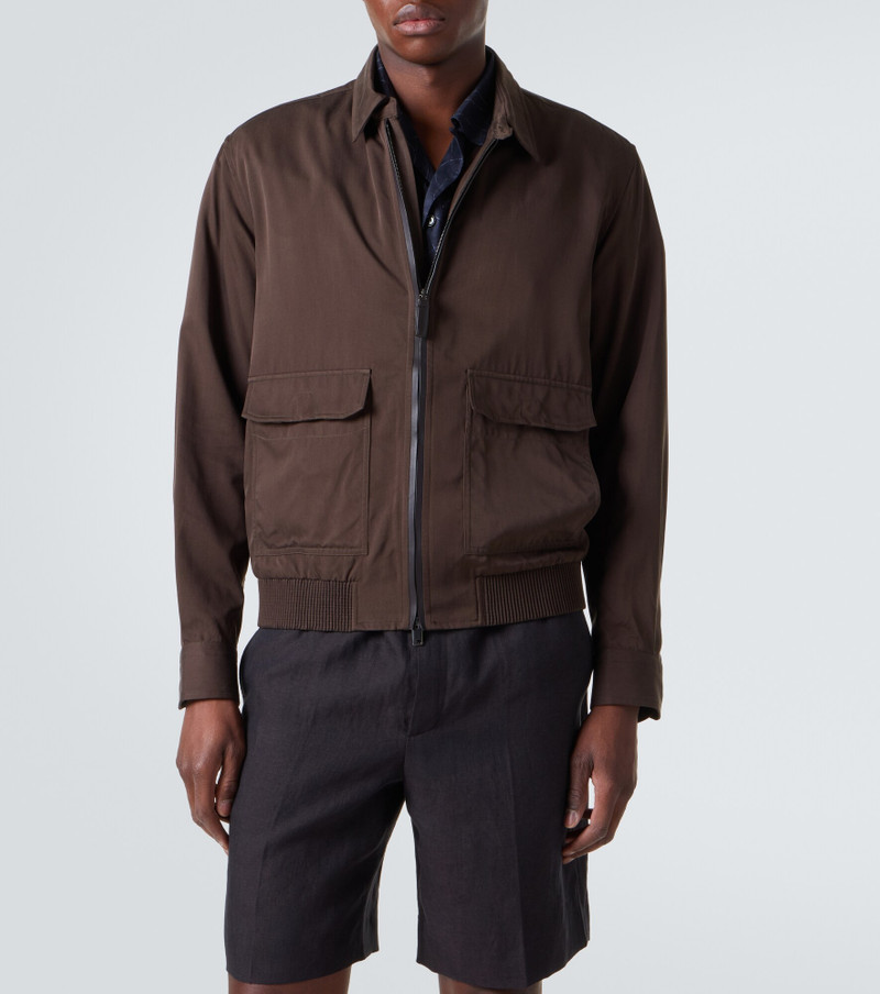 Brioni Leather-trimmed silk blouson jacket outlook
