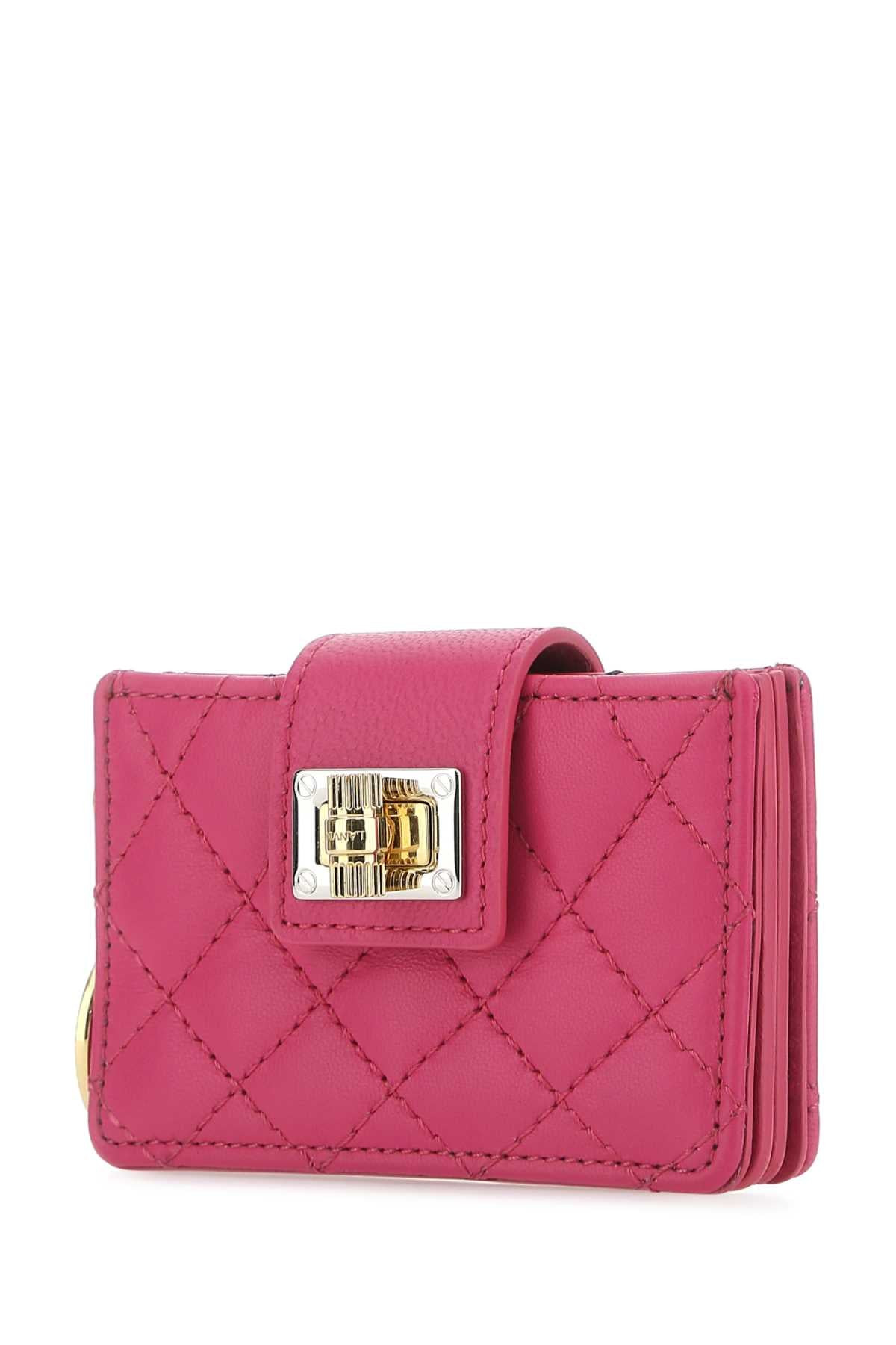 Lanvin Women Fuchsia Leather Card Holder - 2