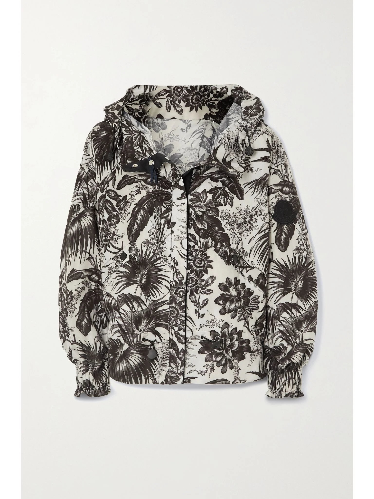 Albireo hooded floral-print shell jacket Black - 1