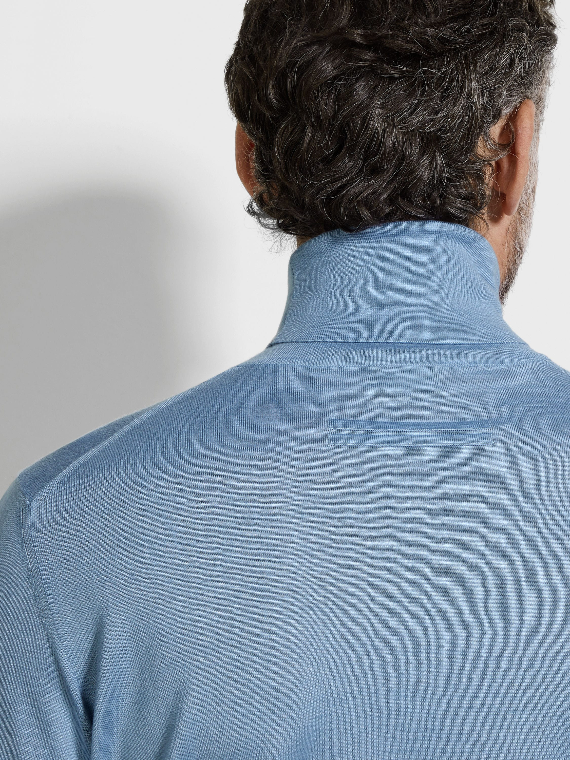 LIGHT BLUE MÉLANGE CASHSETA TURTLENECK - 2