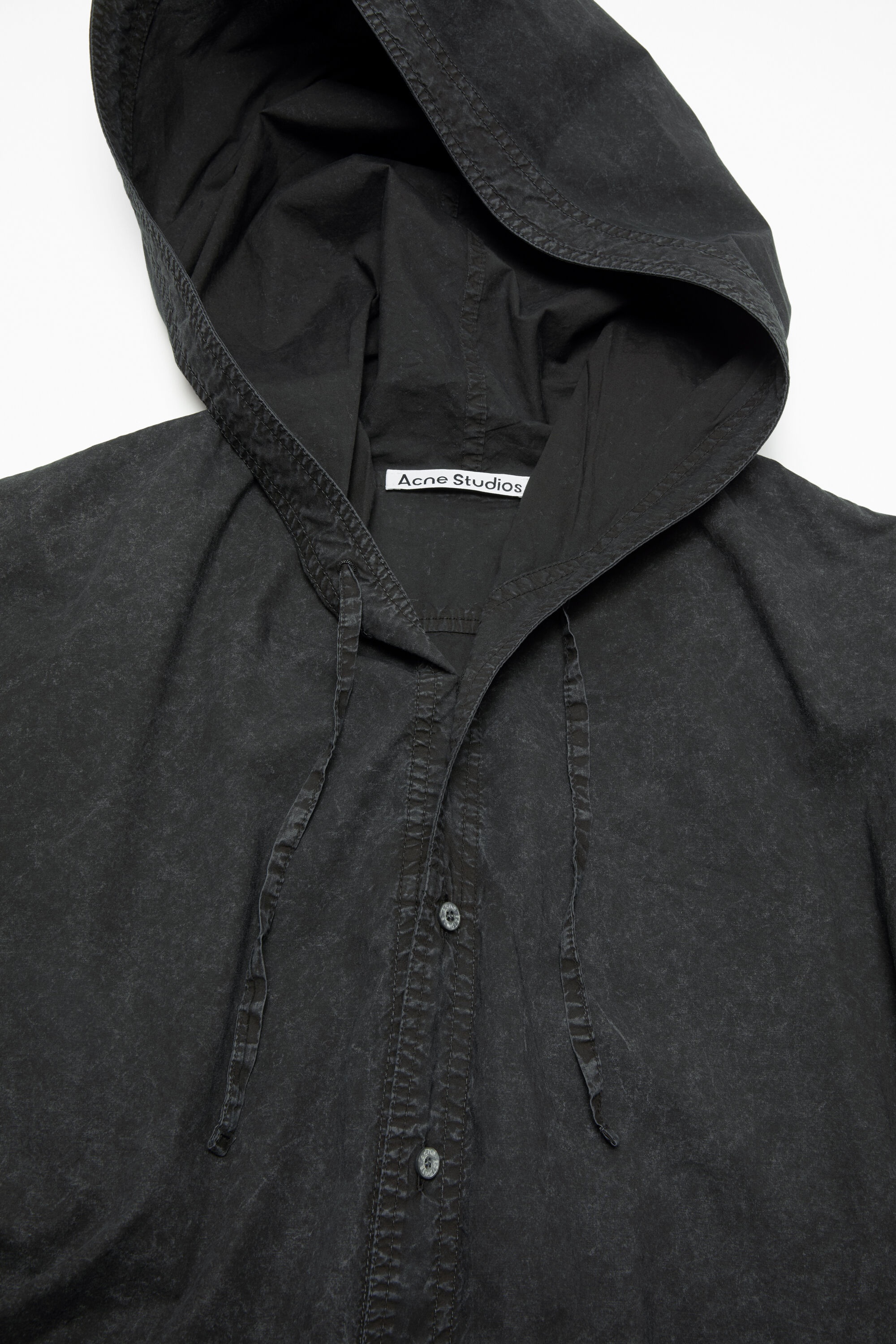 Hooded button-up shirt - Black - 3