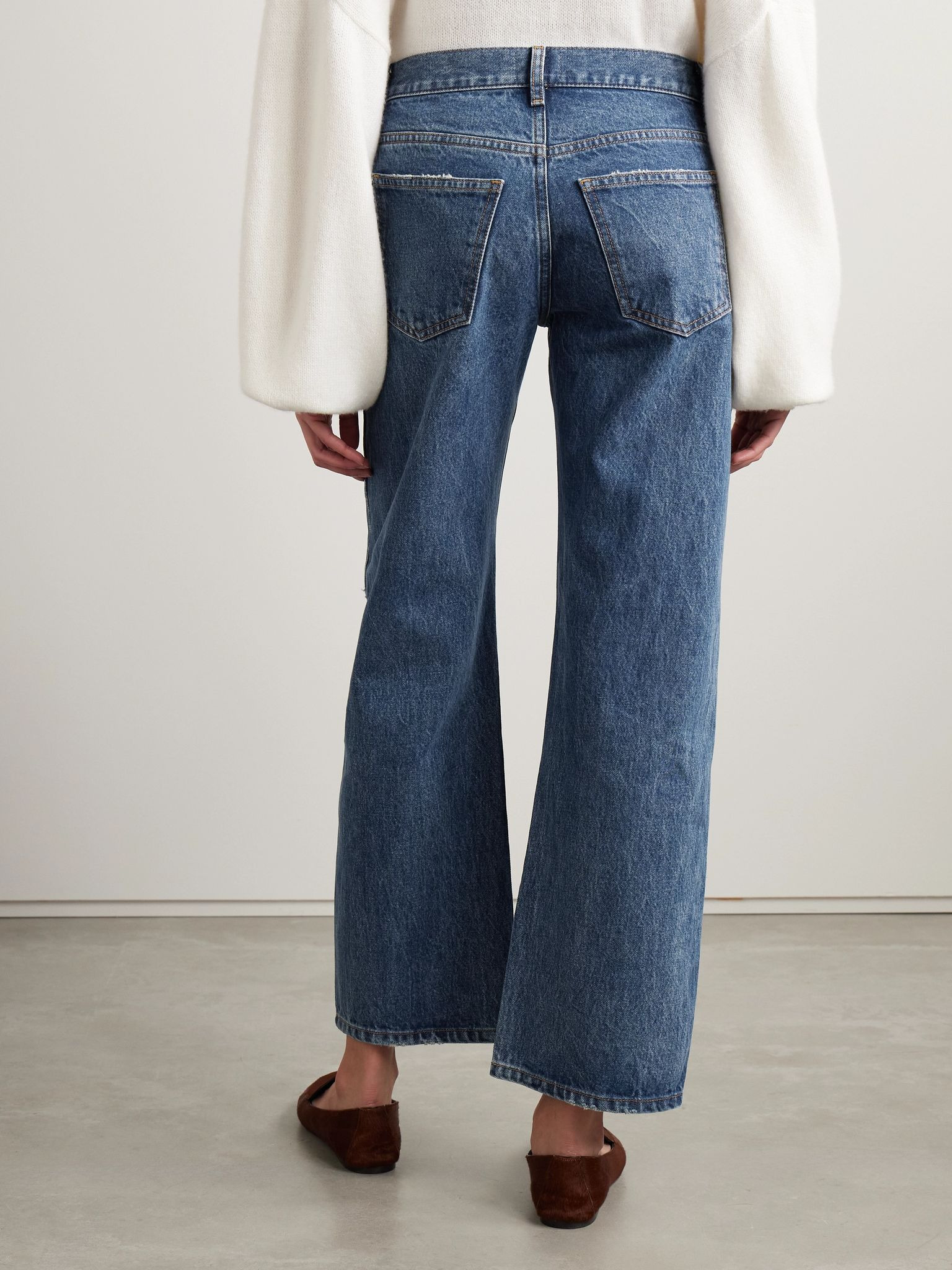 Kerrie distressed low-rise straight-leg jeans Blue - 4