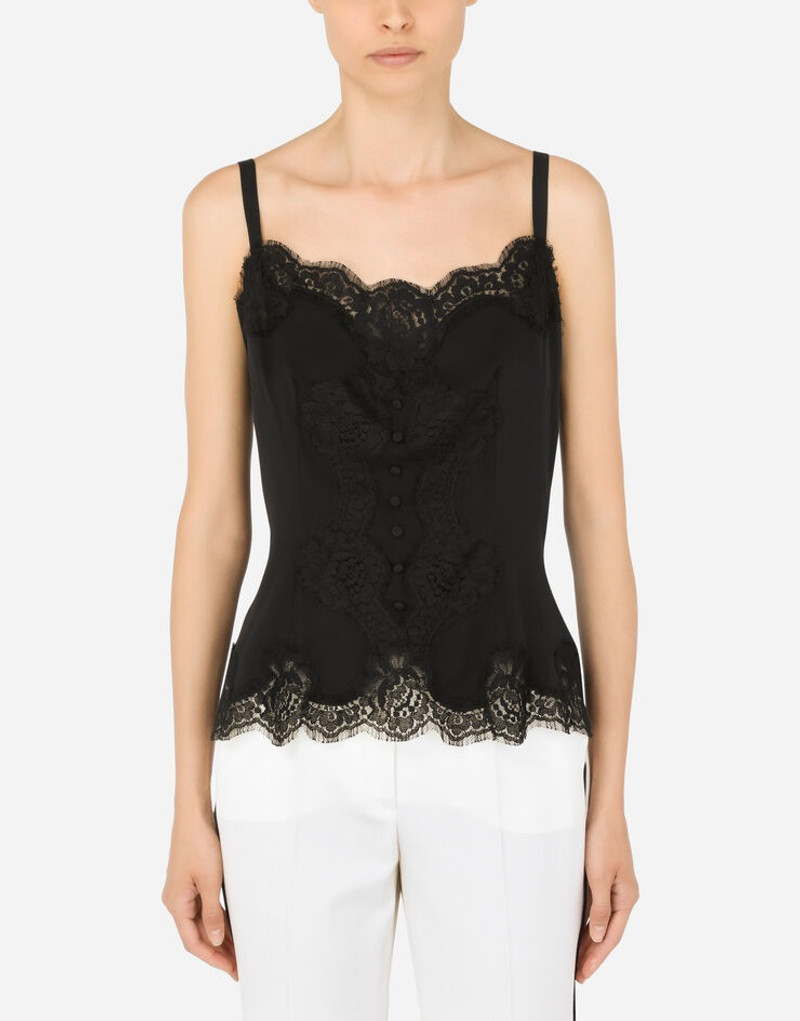 Strappy charmeuse top with lace details 2