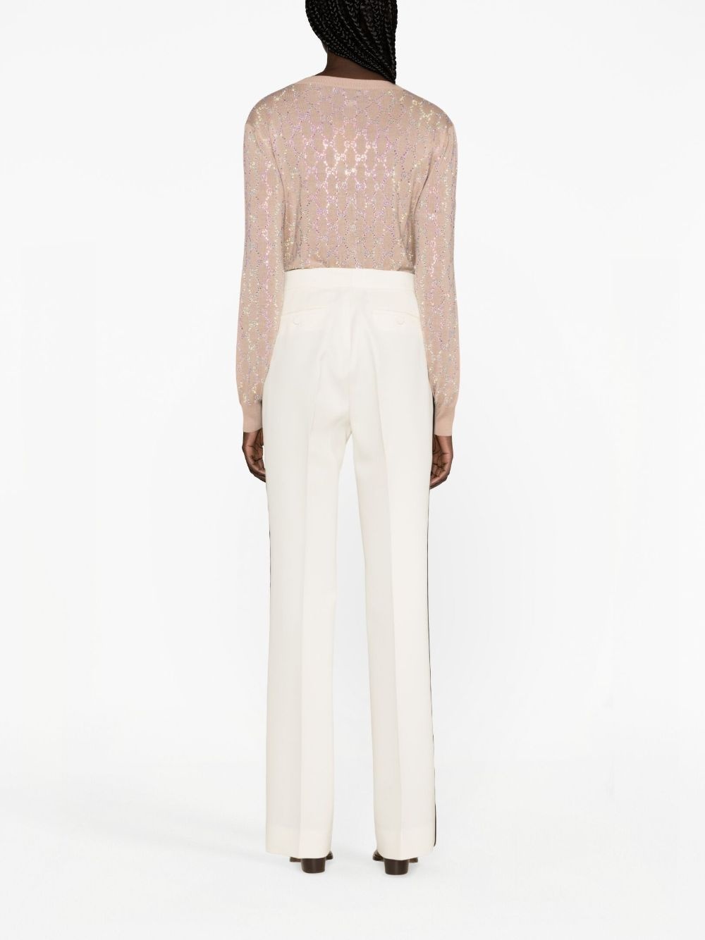 side-stripe wool trousers - 4