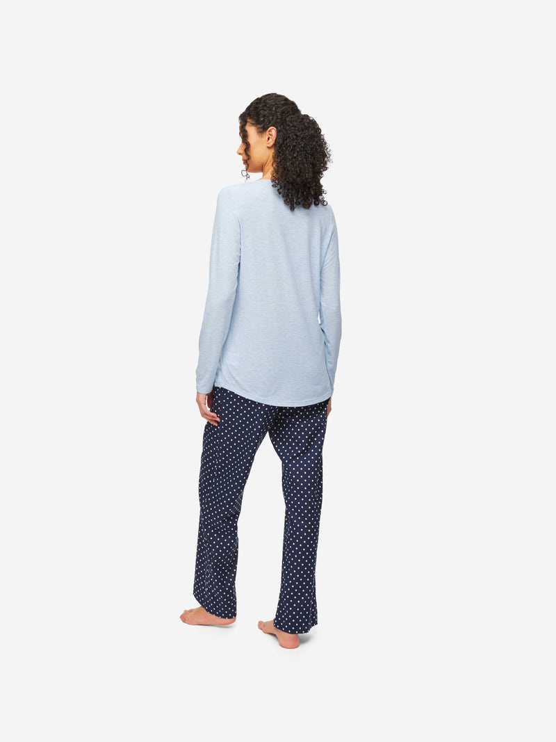 Women's Long Sleeve T-Shirt Ethan Micro Modal Stretch Blue Heather - 4