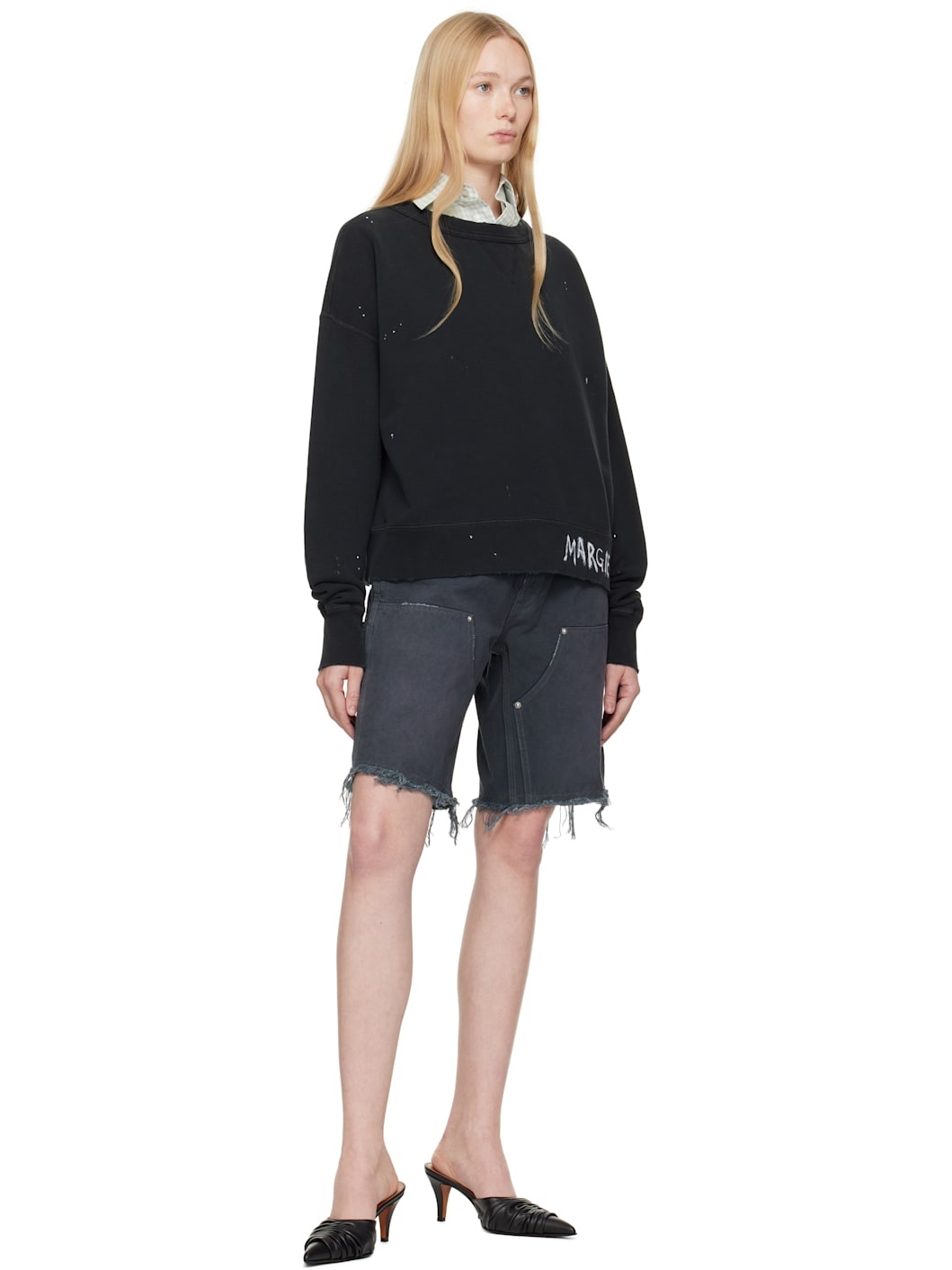 Gray Stud Shorts - 4