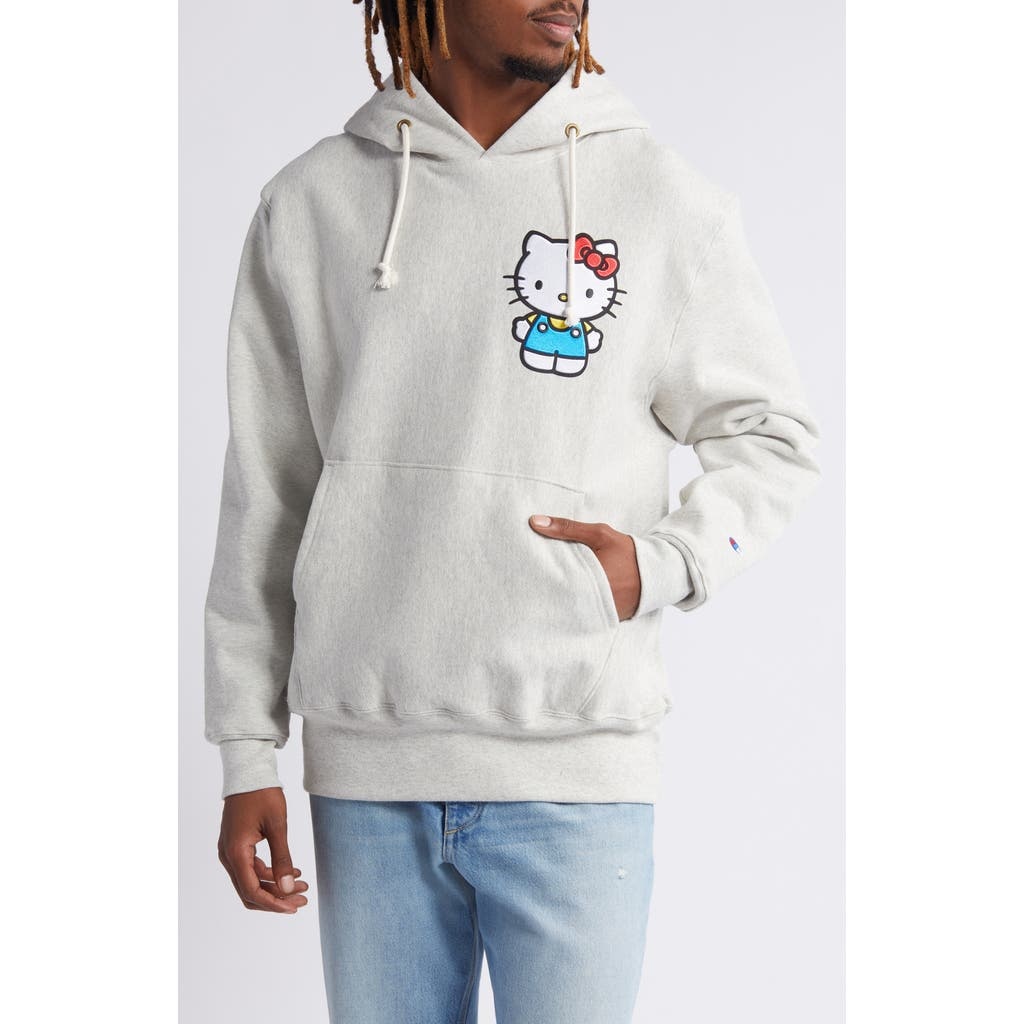 Champion x Sanrio Hello Kitty® Embroidered Fleece Hoodie in Oatmeal Heather at Nordstrom - 1