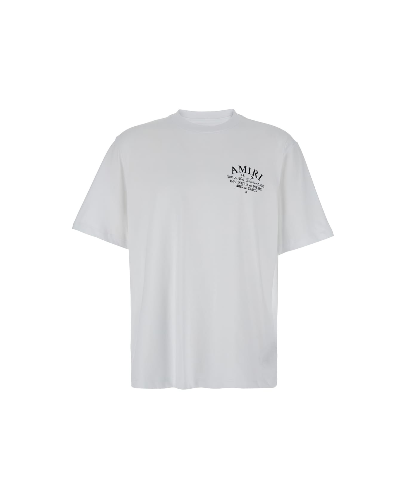 White Crewneck T-shirt With Logo Print On The Front In Cotton Man - 3