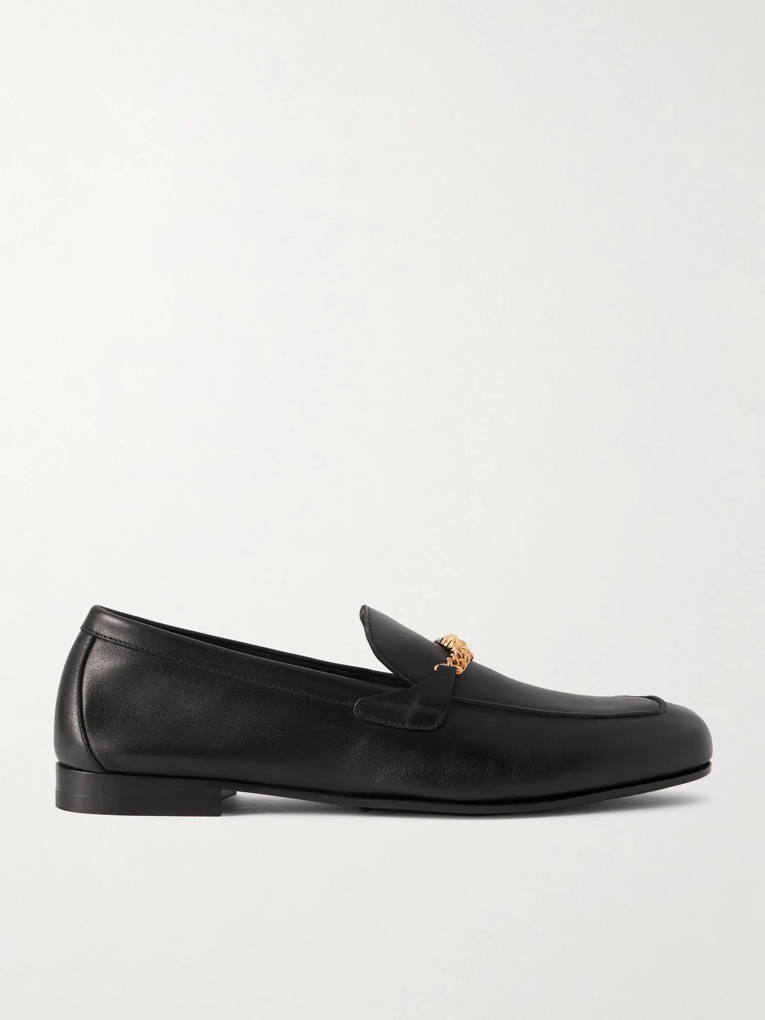 Logo-Embellished Leather Loafers Black - 1