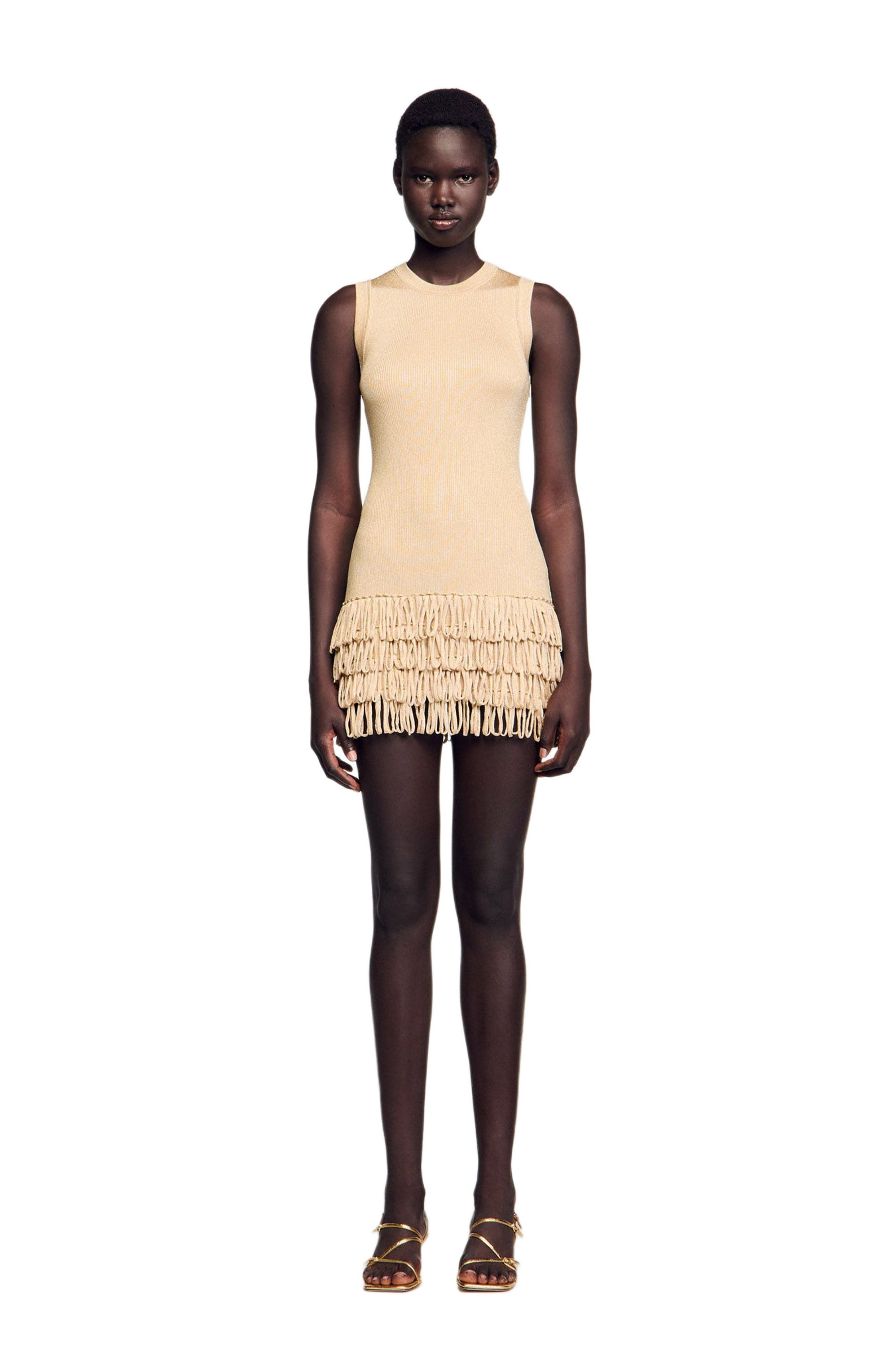 SANDRO Mini knit dress in Gold at Nordstrom - 3