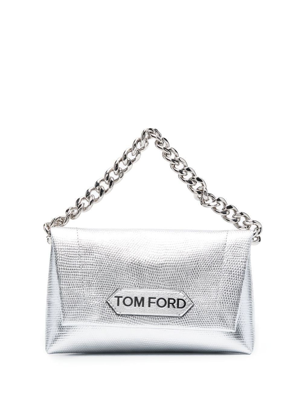 metallic logo-patch bag - 1