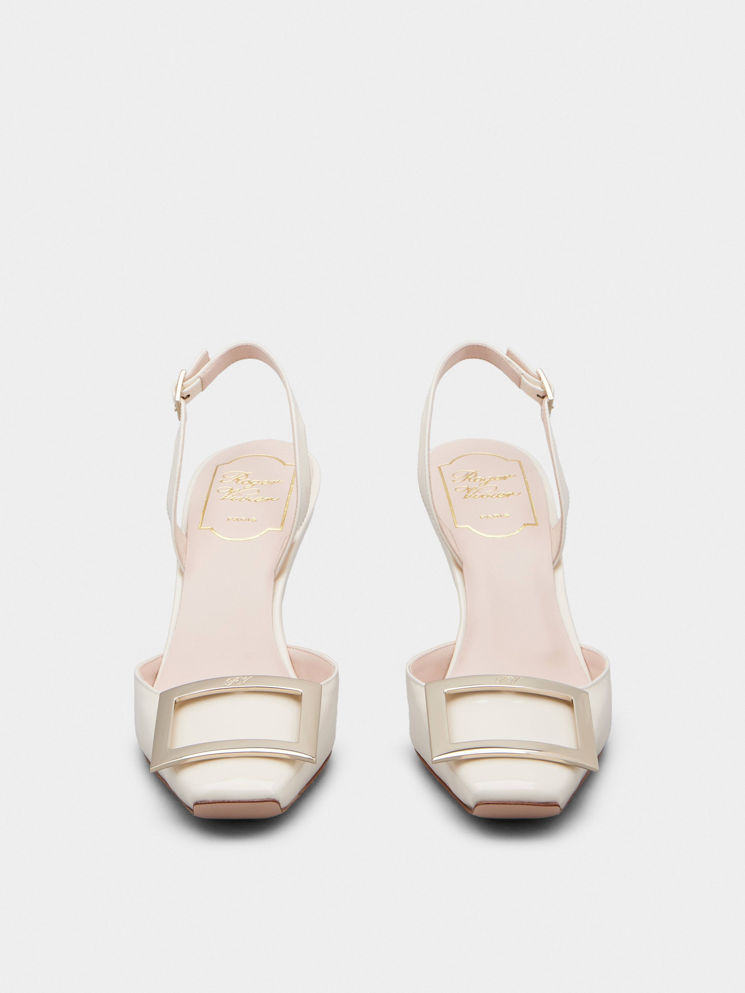 Trompette Metal Buckle Slingback Pumps in Patent Leather - 7