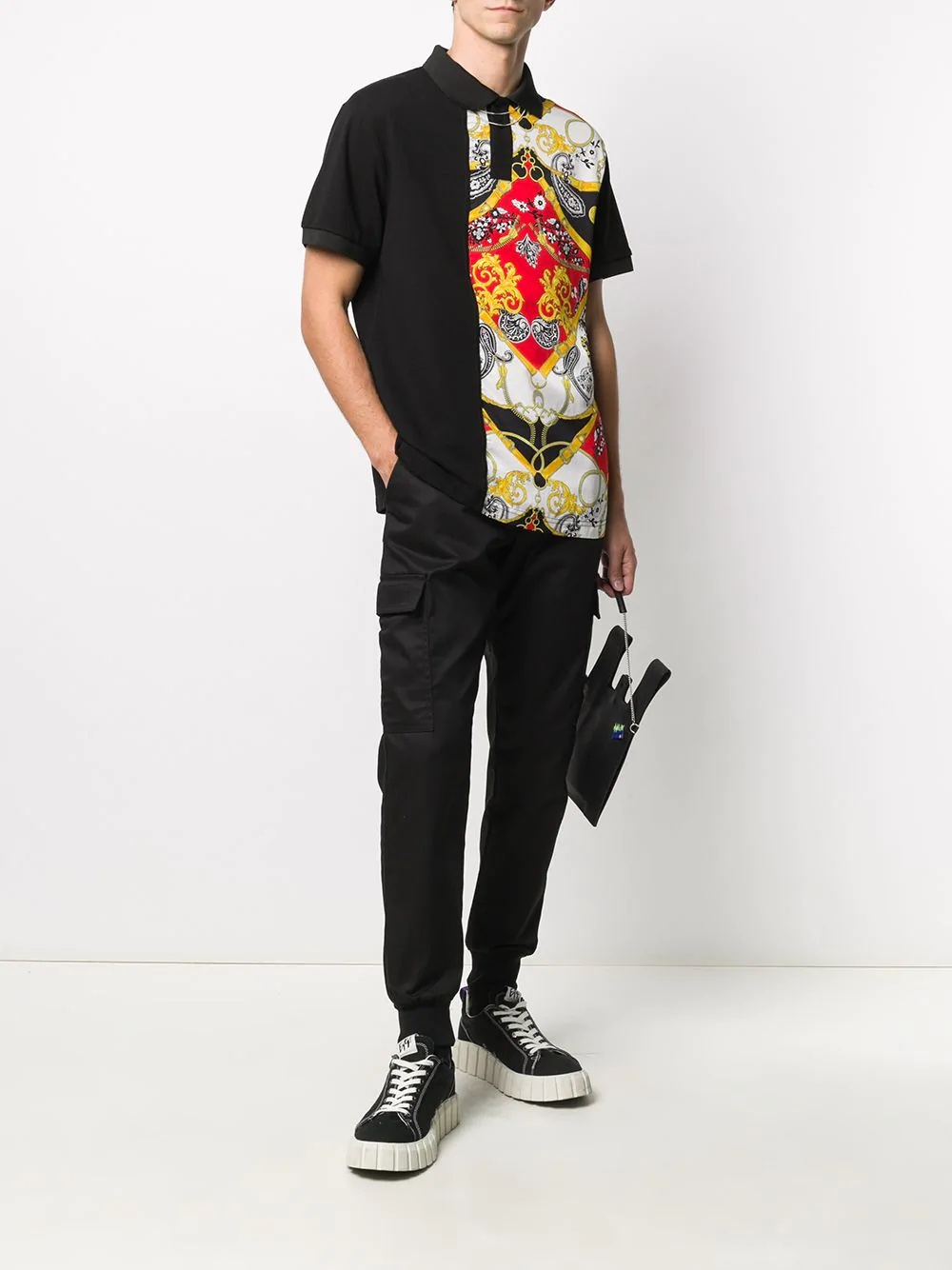 short-sleeved baroque print polo shirt - 2