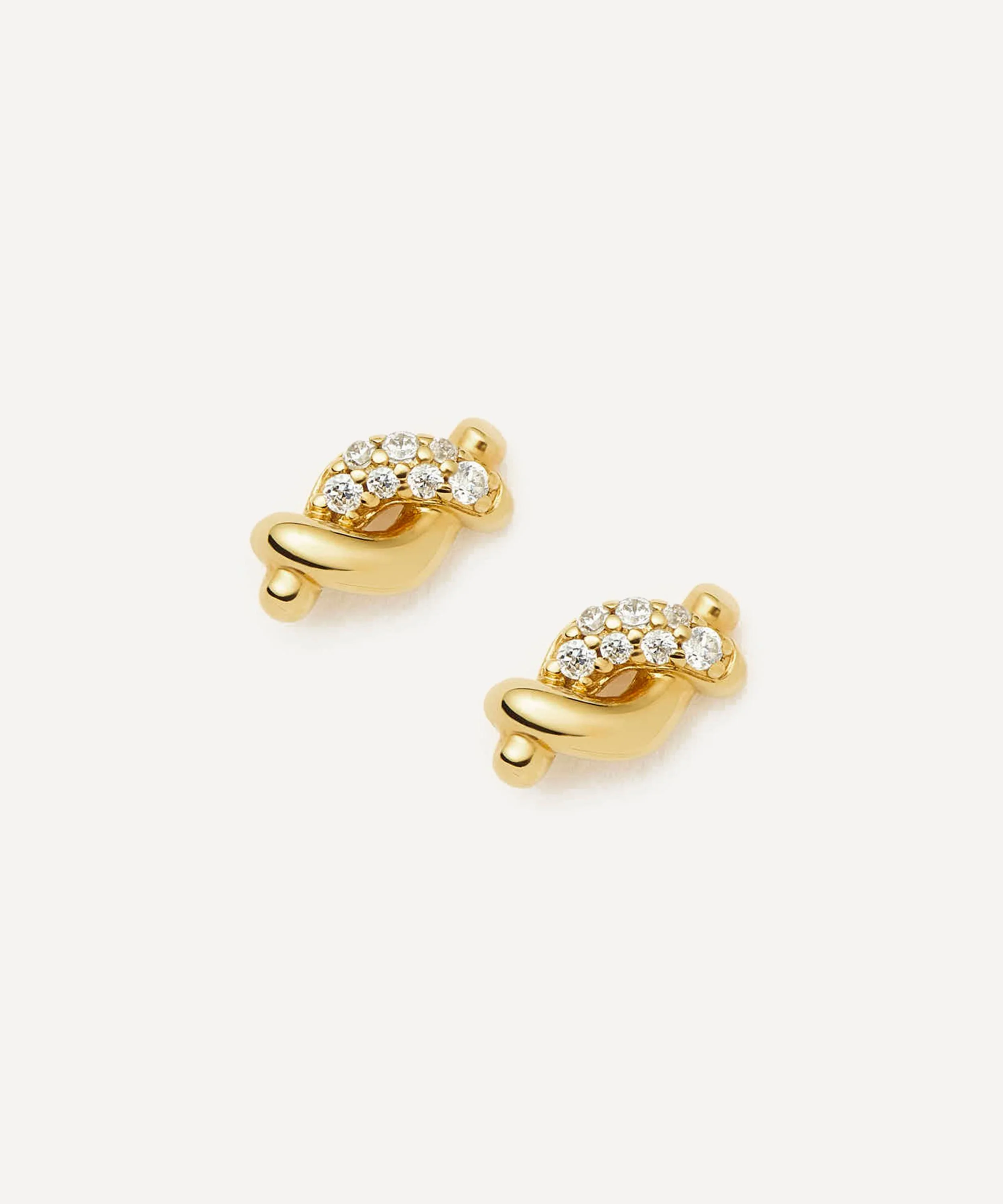 18ct Gold-Plated Vermeil Silver Molten Snow Stud Earrings - 1