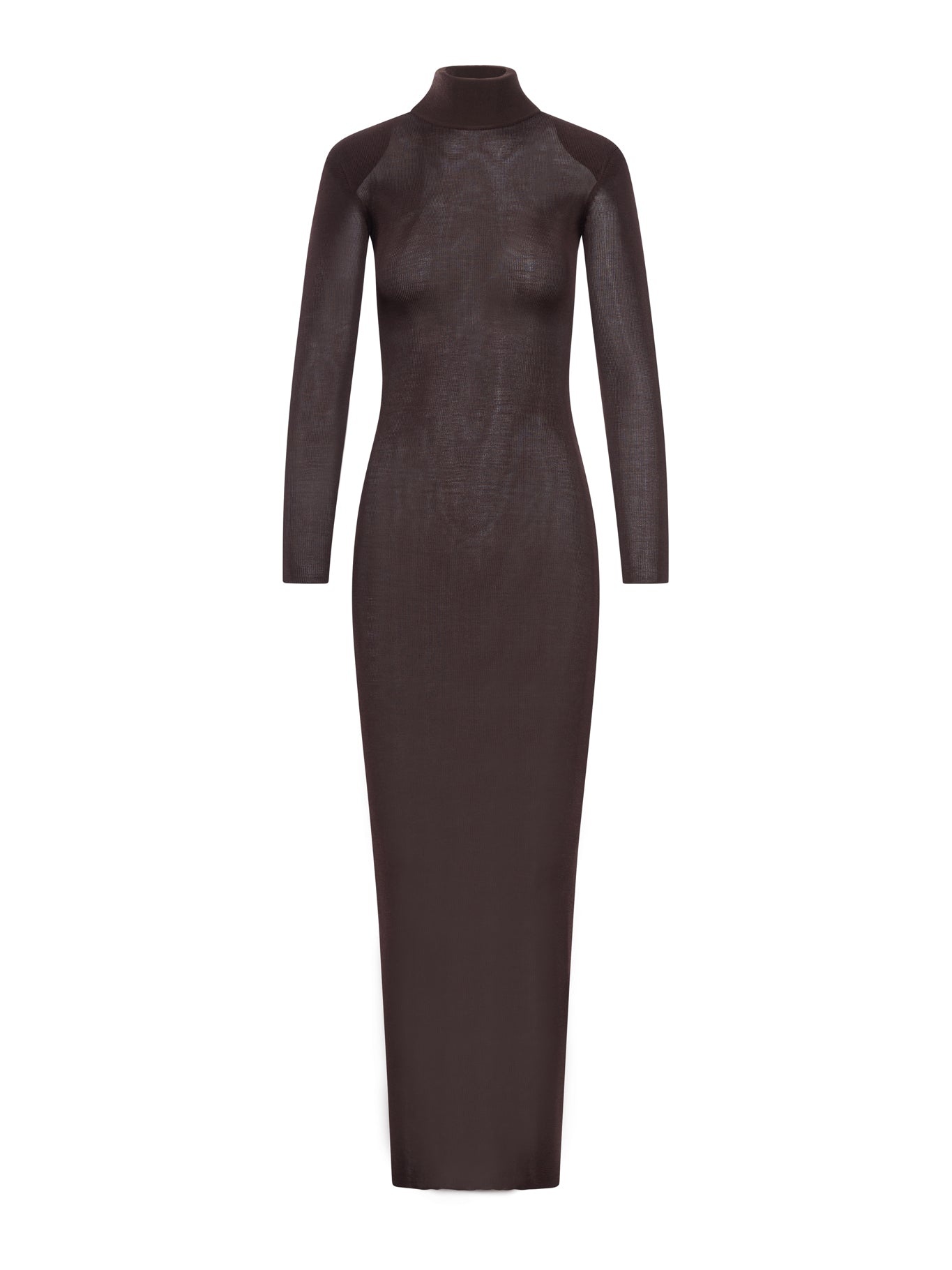 BROWN VISCOSE KNIT MAXI DRESS - 2