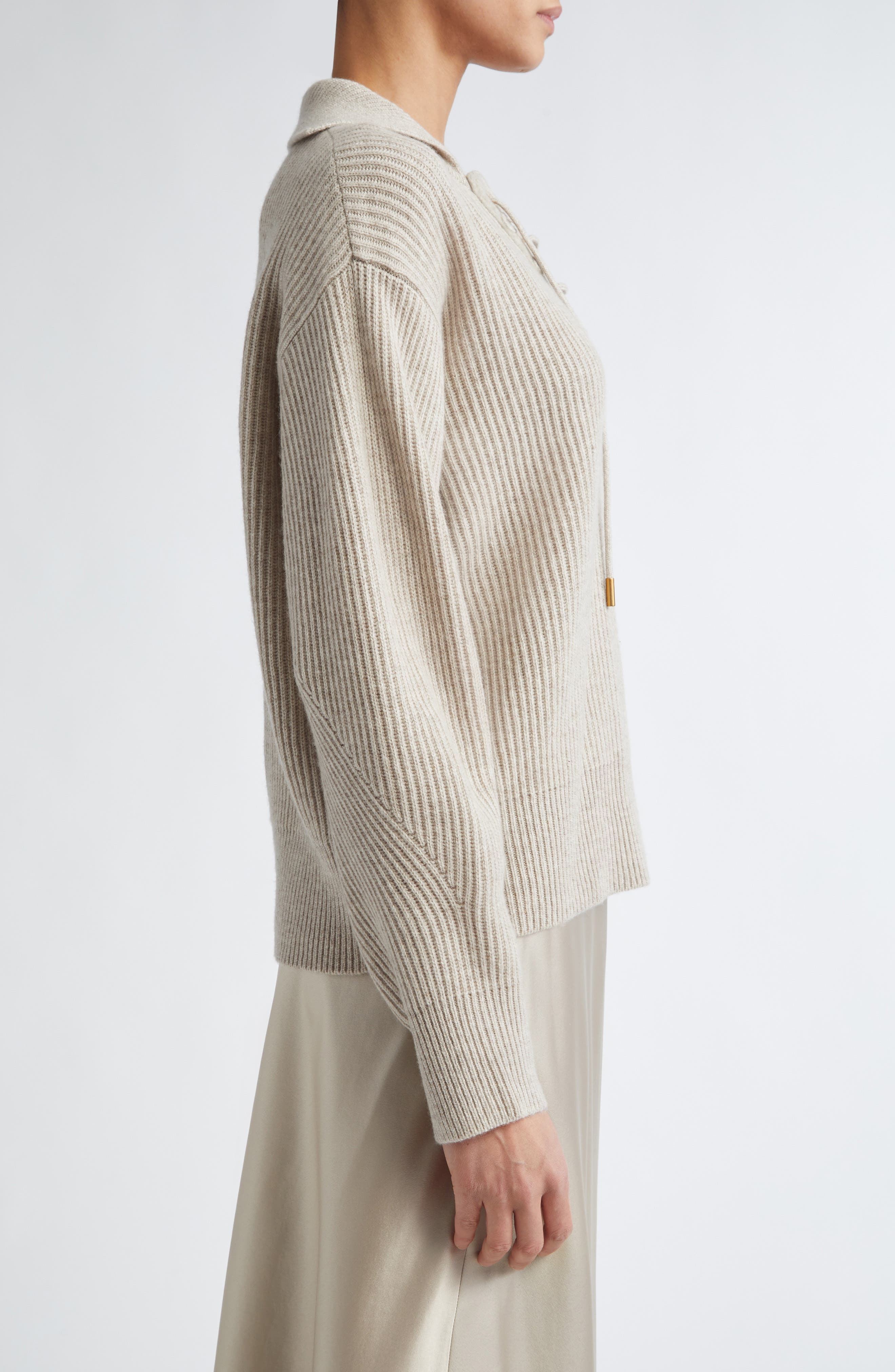 Max Mara Eccelso Lace-Up Wool & Cashmere Sweater in Sand at Nordstrom - 4