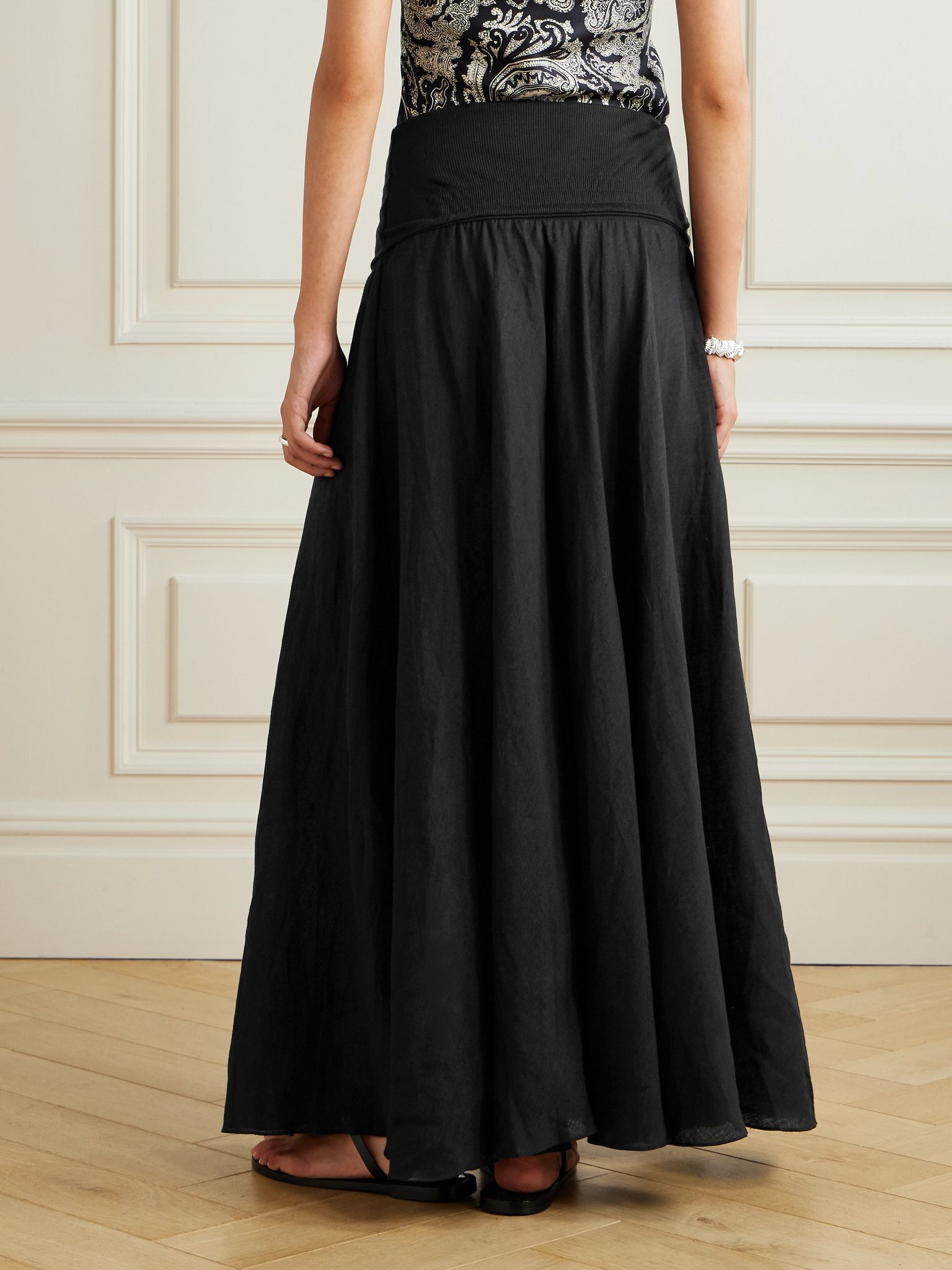 Light and Sound convertible linen-blend maxi skirt Black - 4