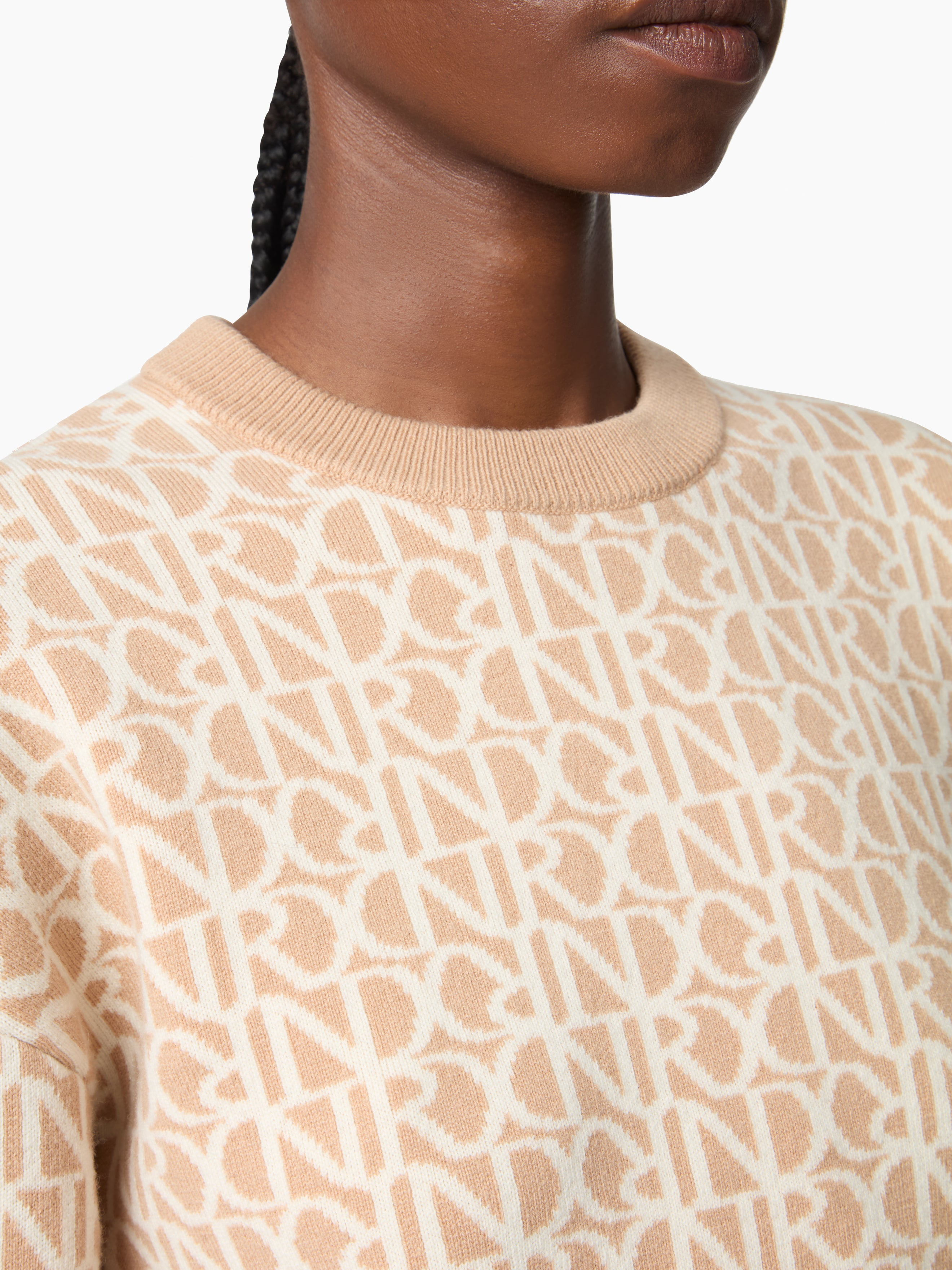 Beige Logo-Print Sweater - 3
