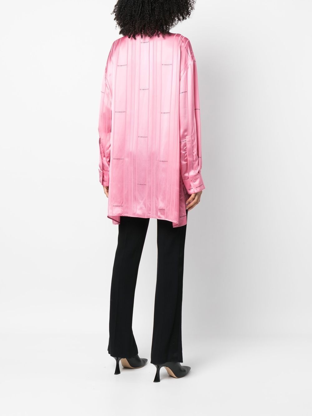 logo-jacquard striped shirt - 4